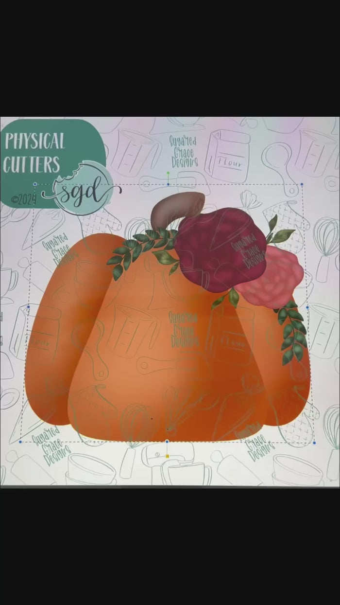 Chubby Pumpkin Cookie Cutter with PNG Images to Match - Hand Drawn Graphics for Edible Ink Printers - Thanksgiving Cookie Ideas for Bakers