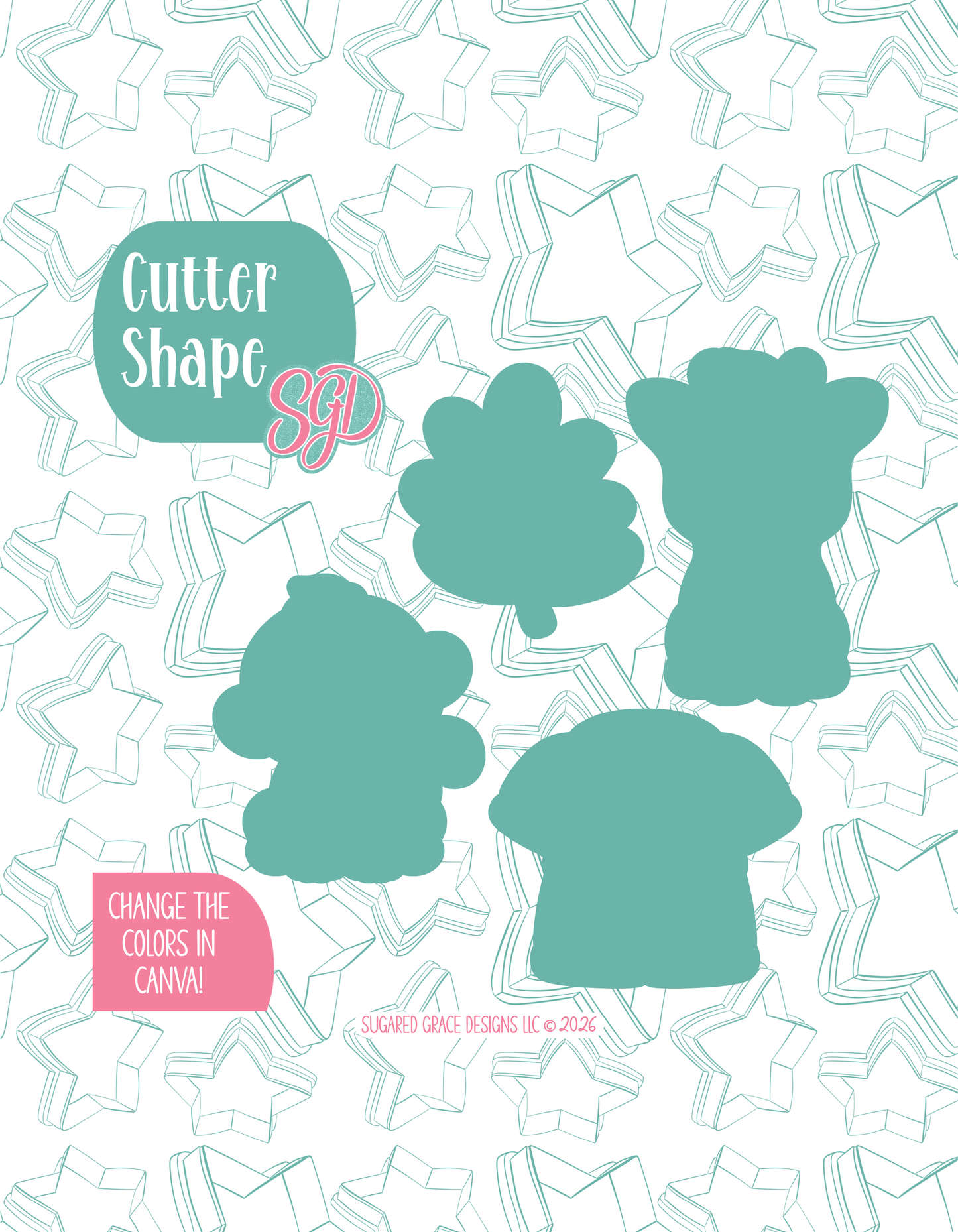 Zoo Cookie Cutter set with matching PNG - Set of 4 Designs