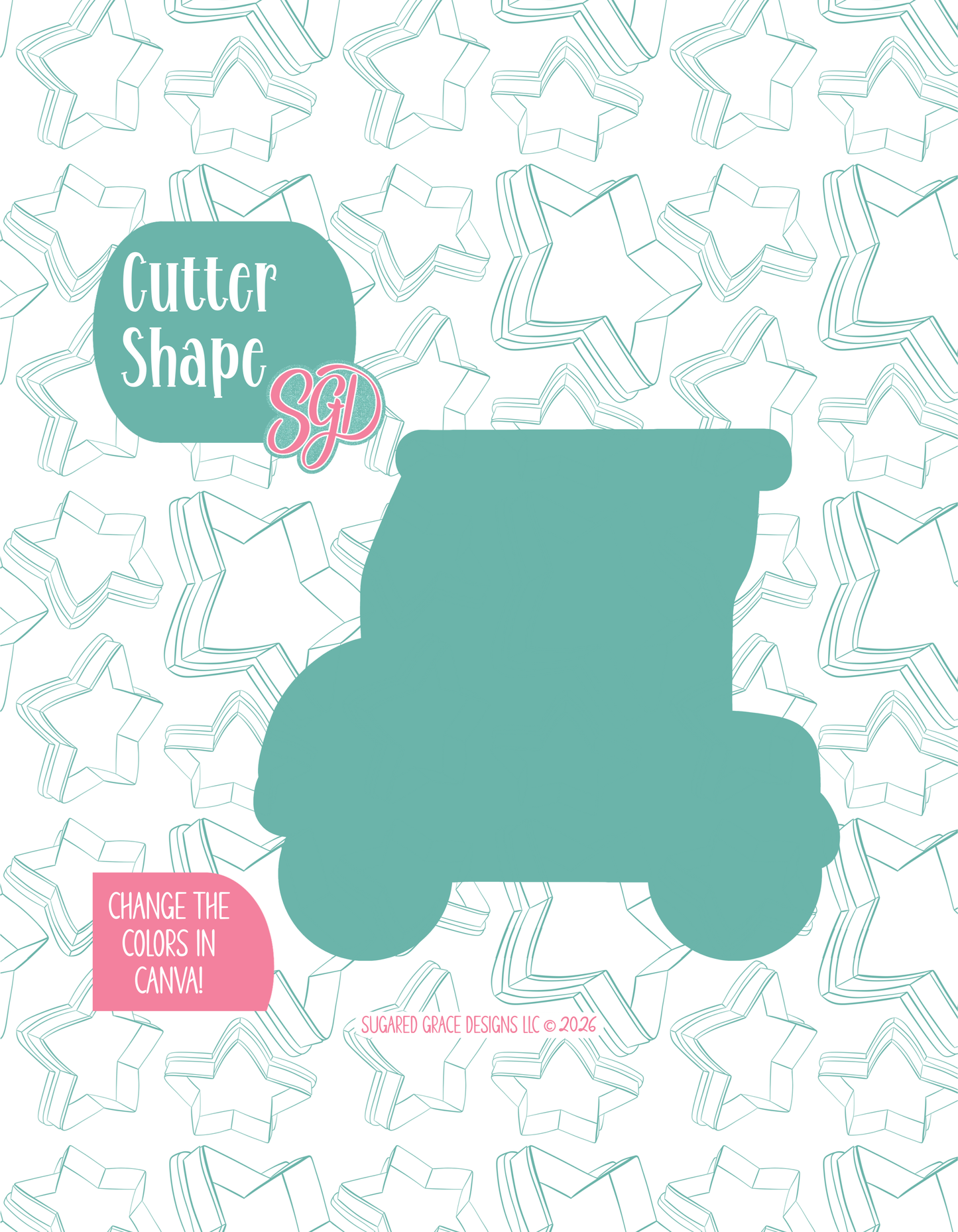 Golf Cart Cookie Cutter with matching PNG