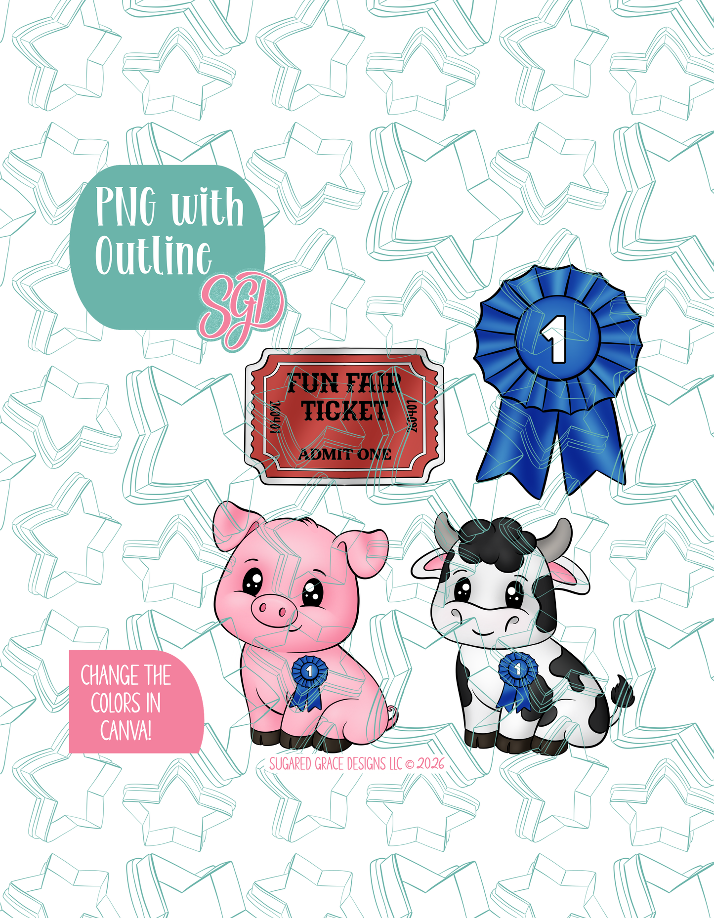 County Fair Cookie Cutter set with matching PNG - Set of 4 Designs