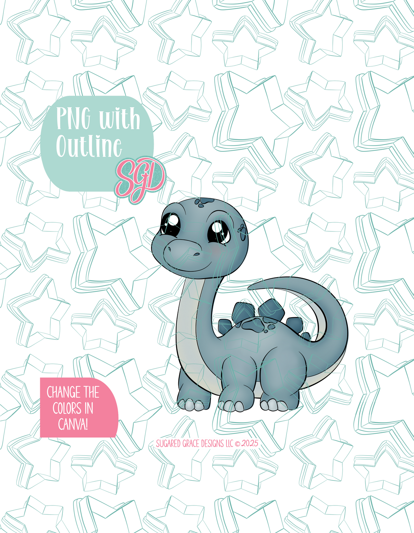Brachiosaurus Dinosaur Cookie Cutter STL File with PNG Images to Match - For 3D Printing and Edible Ink Printers