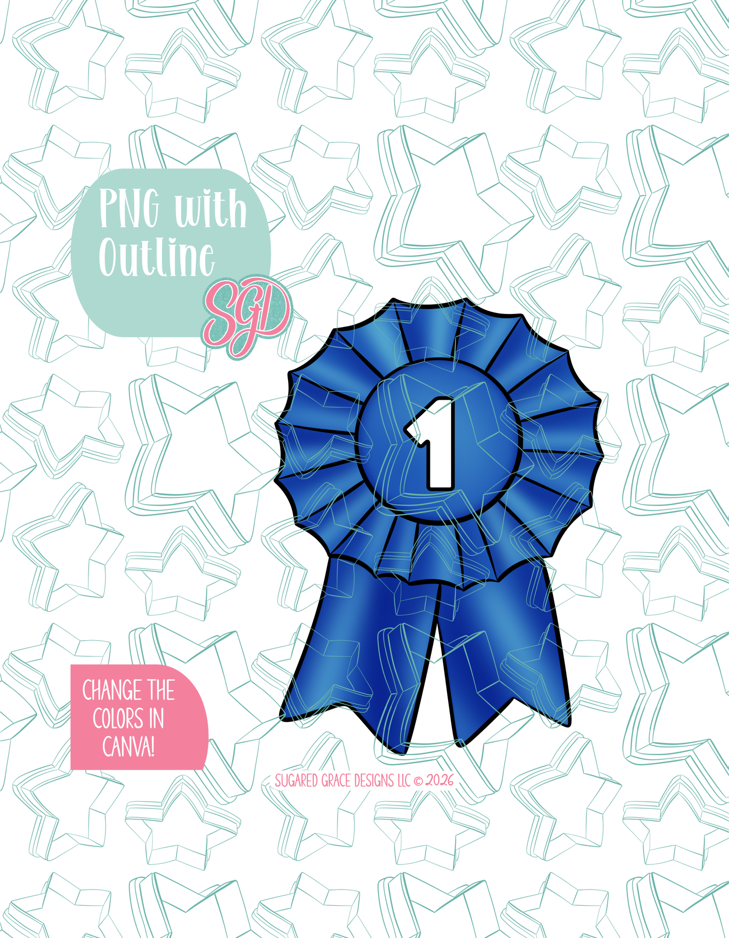 First Place Blue Ribbon Cookie Cutter STL and PNG set