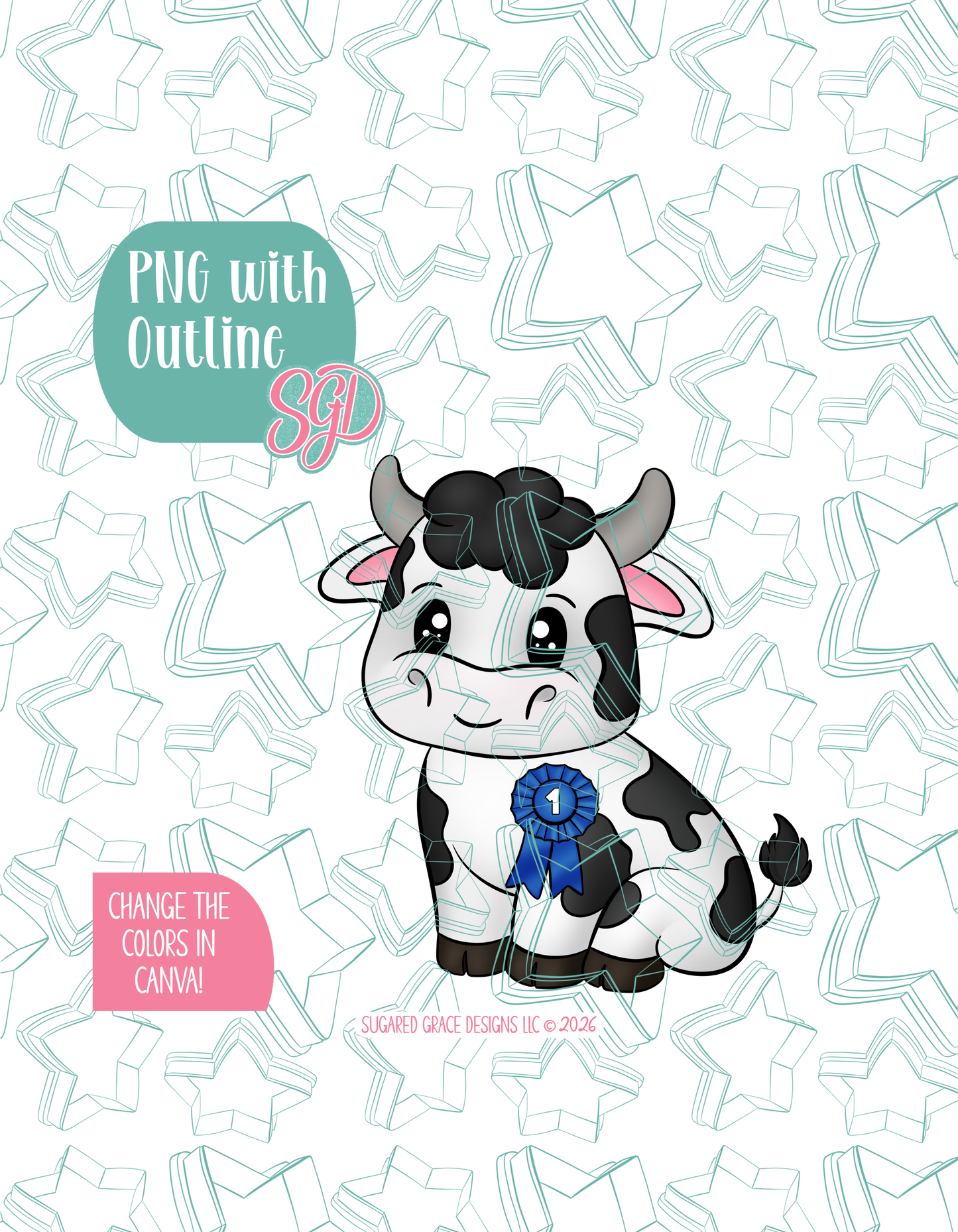 First Place Prized Cow Ticket Cookie Cutter with matching PNG