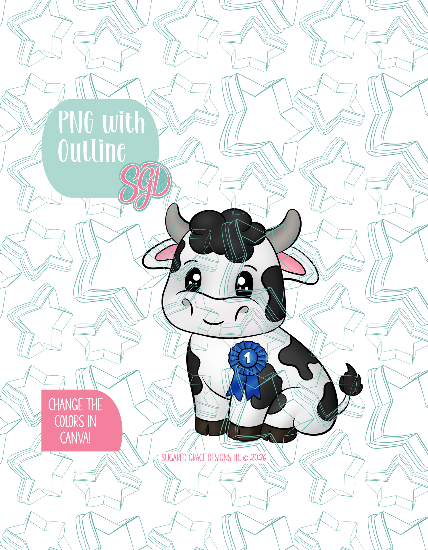 Prized Cow Cookie Cutter STL and PNG set