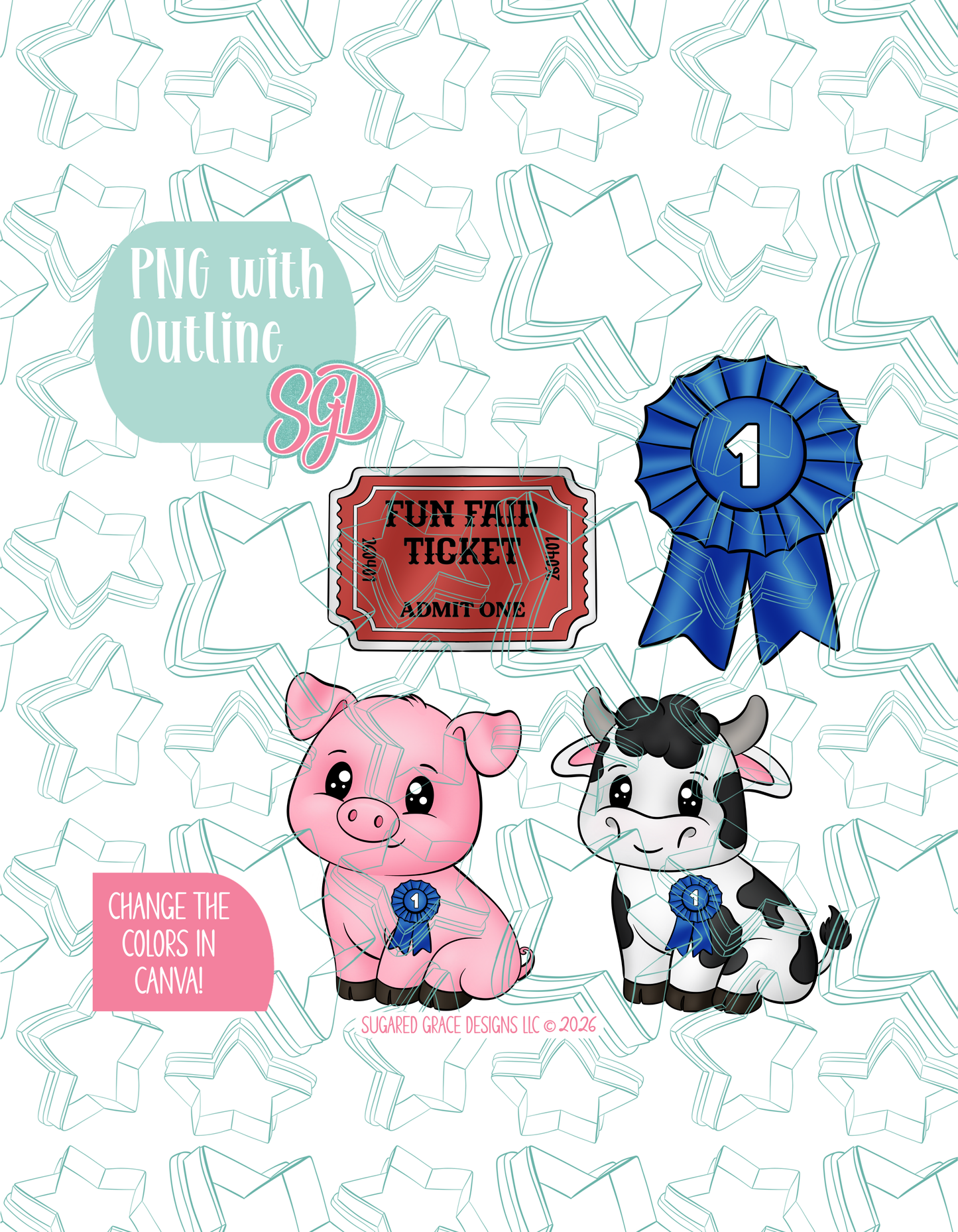 04/26 Monthly Batch - featuring 4 Cookie Cutter STL designs, 2 Cookie Tags, & 2 Printable Patterns - County Fair