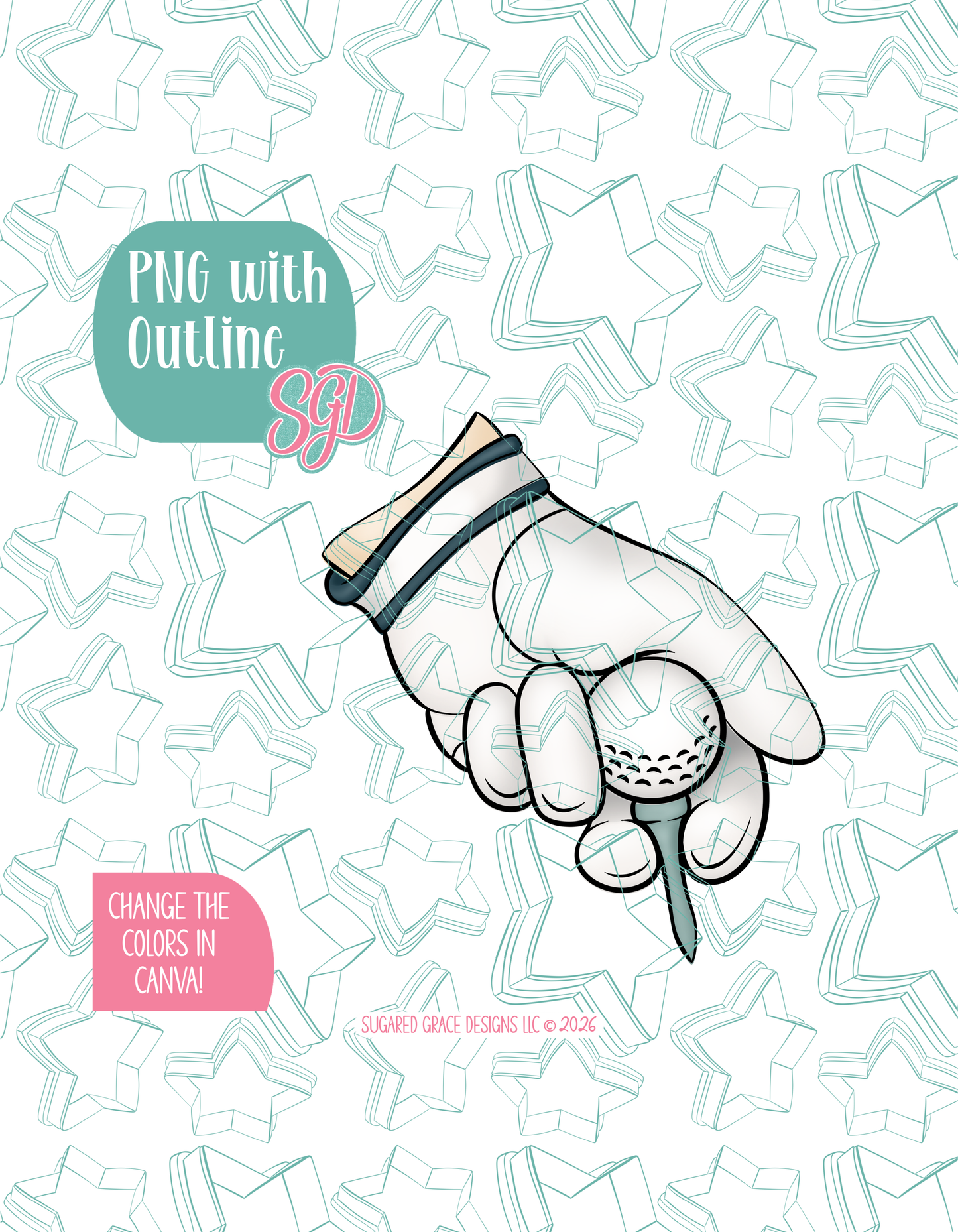 Golf Ball On Tee Cookie Cutter with matching PNG