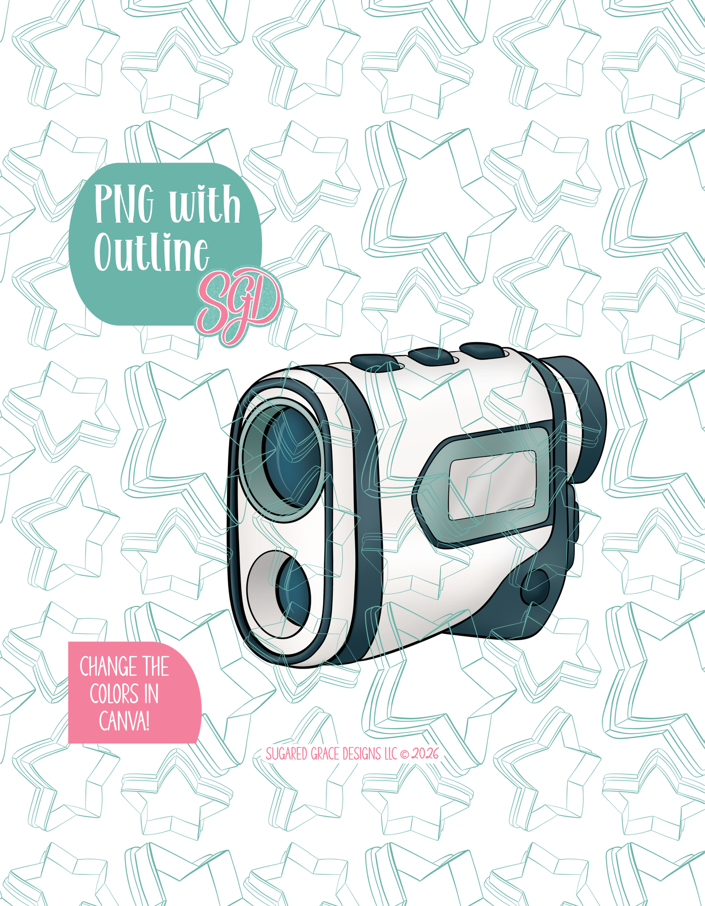 Golf Range Finder Cookie Cutter with matching PNG