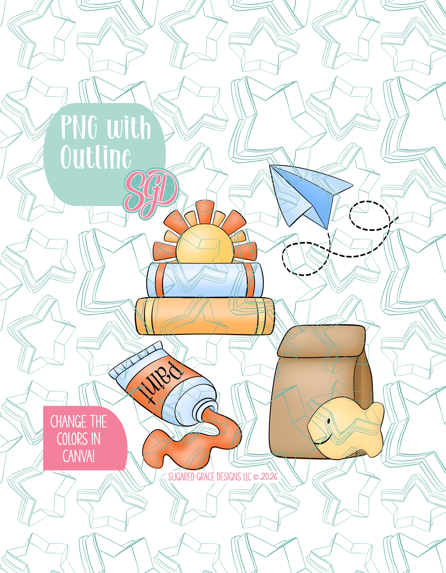 Back To School Cookie Cutter STL and PNG Set with 4 Designs (Digital Download)