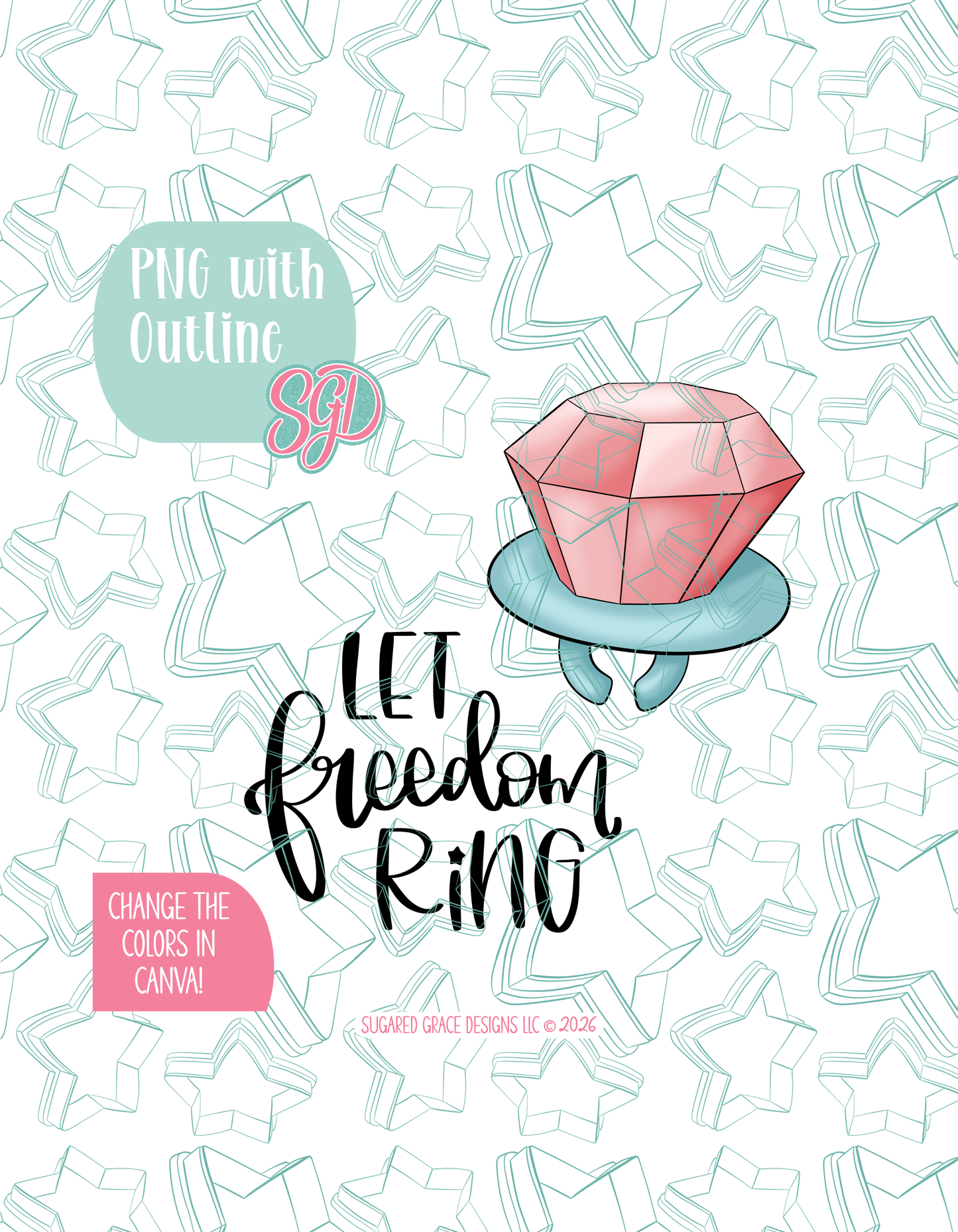 Let Freedom Ring Cookie Cutter STL and Matching PNG Image Set of 2