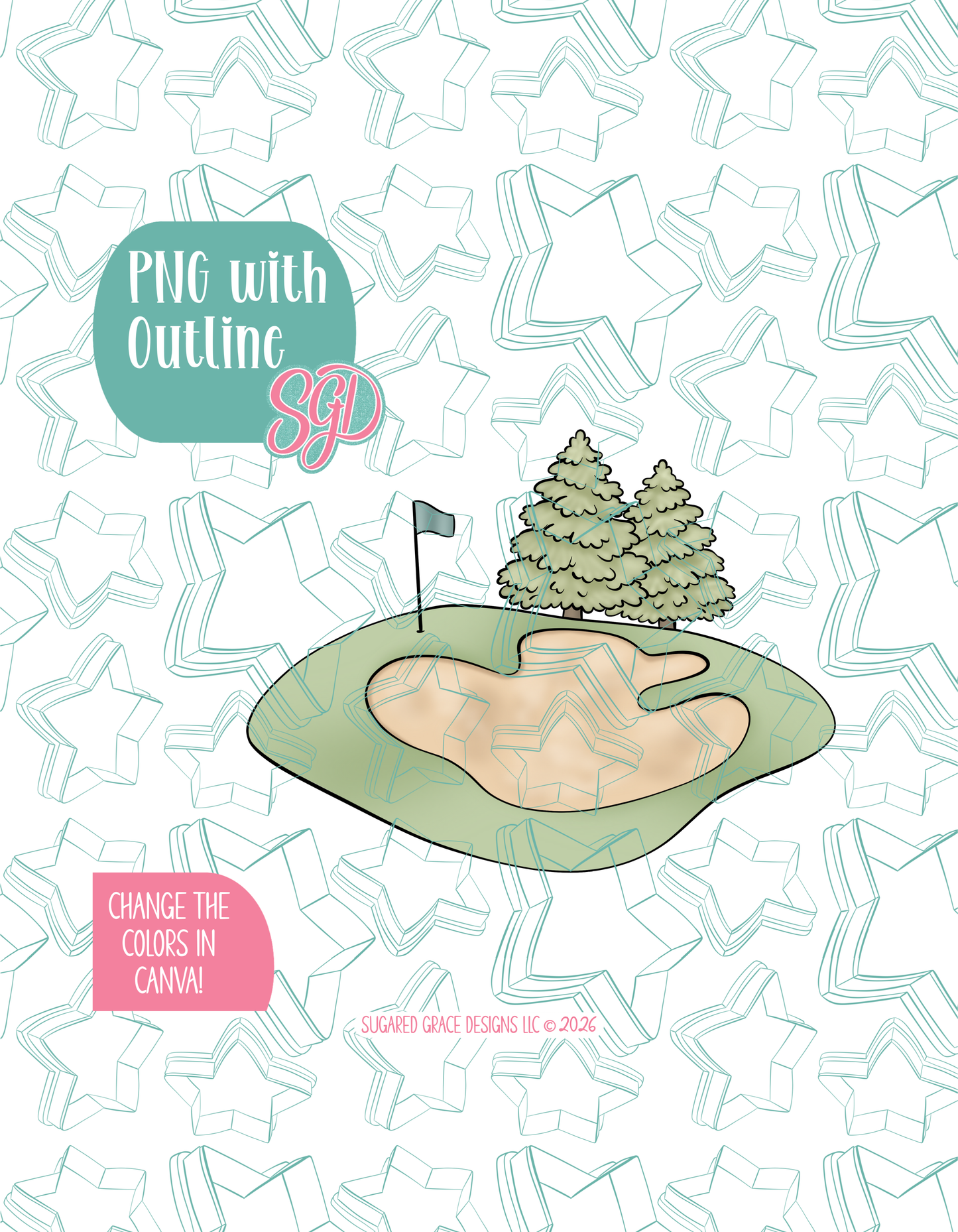 Golfing Green Cookie Cutter with matching PNG