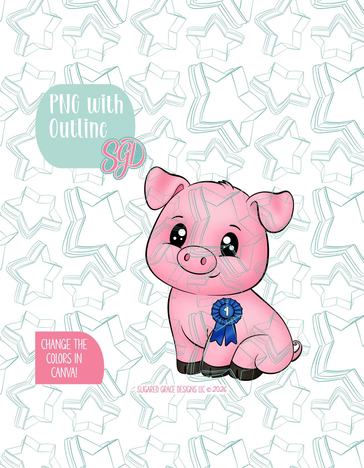 Prized Pig Cookie Cutter STL and PNG set