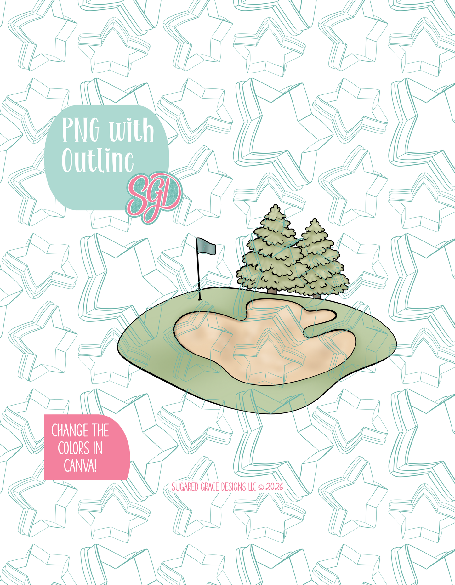 Golfing Green Cookie Cutter STL and PNG set