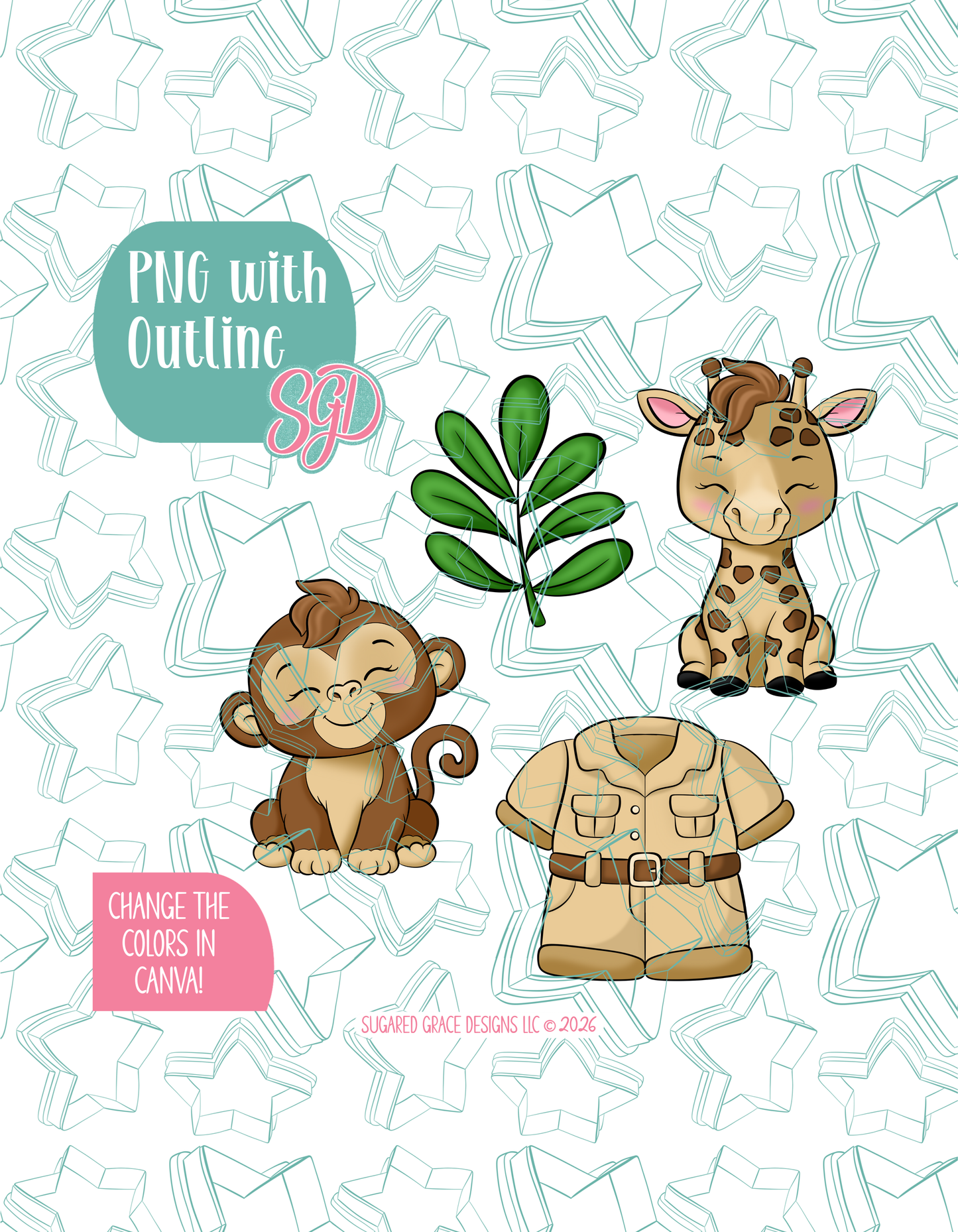 Zoo Cookie Cutter set with matching PNG - Set of 4 Designs