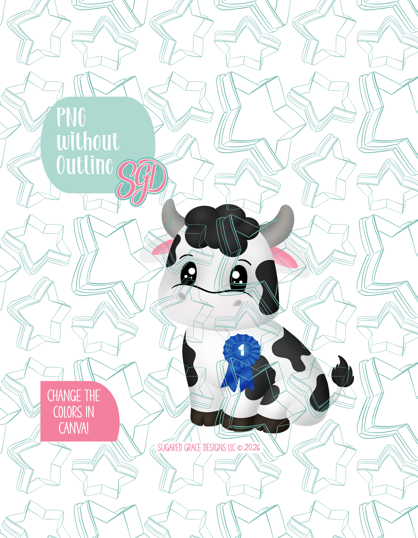 Prized Cow Cookie Cutter STL and PNG set