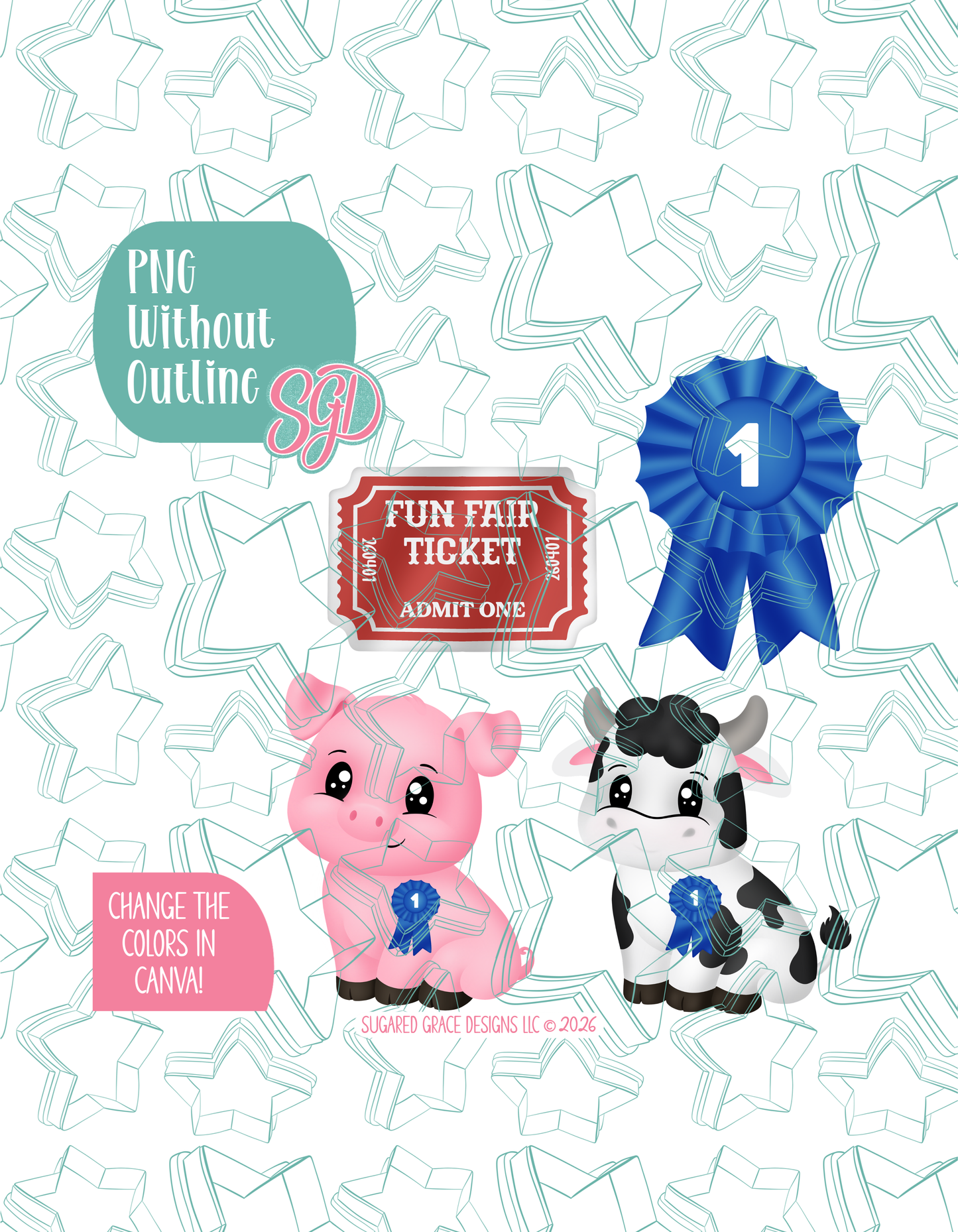 County Fair Cookie Cutter set with matching PNG - Set of 4 Designs