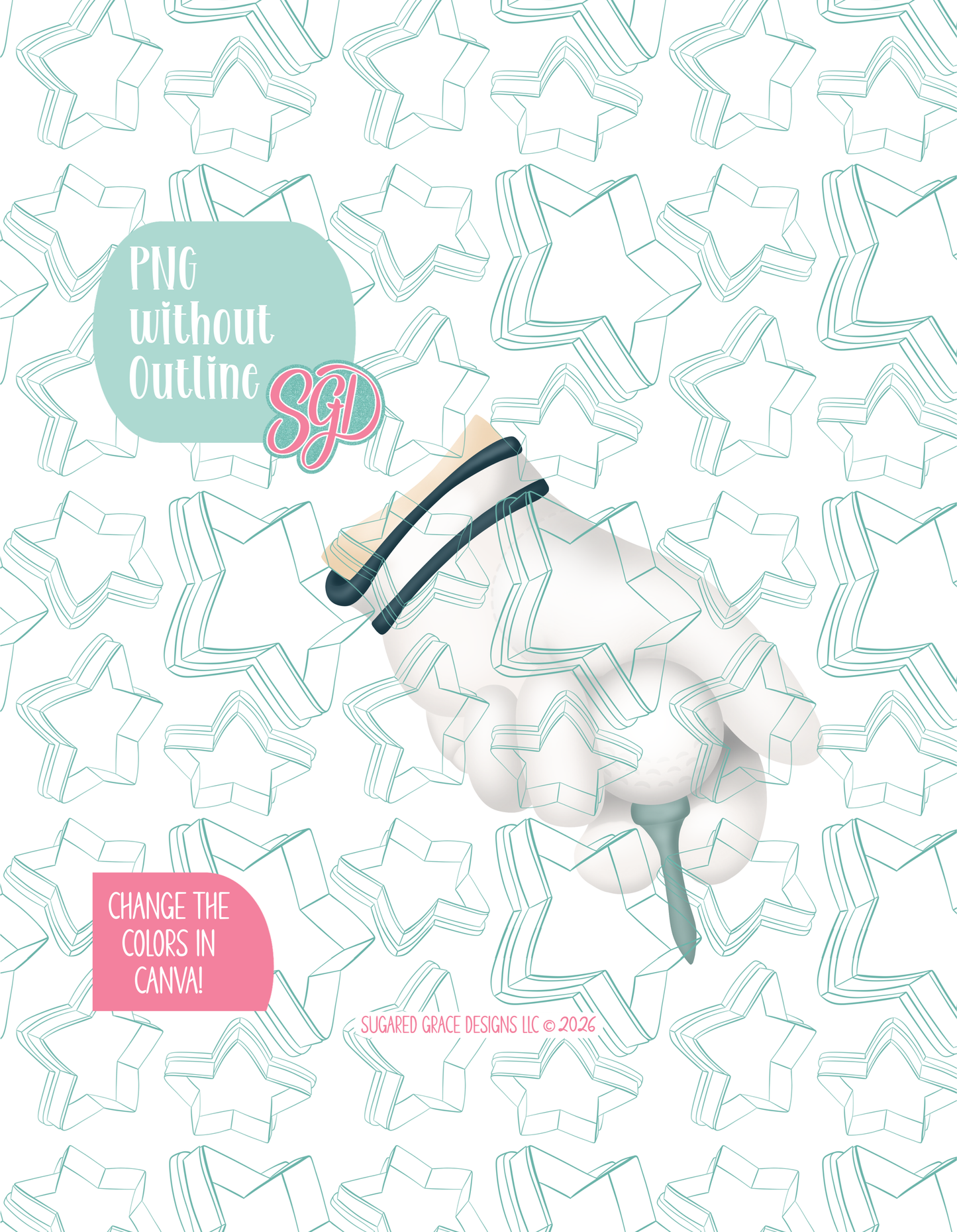 Golf Ball on Tee Cookie Cutter STL and PNG set