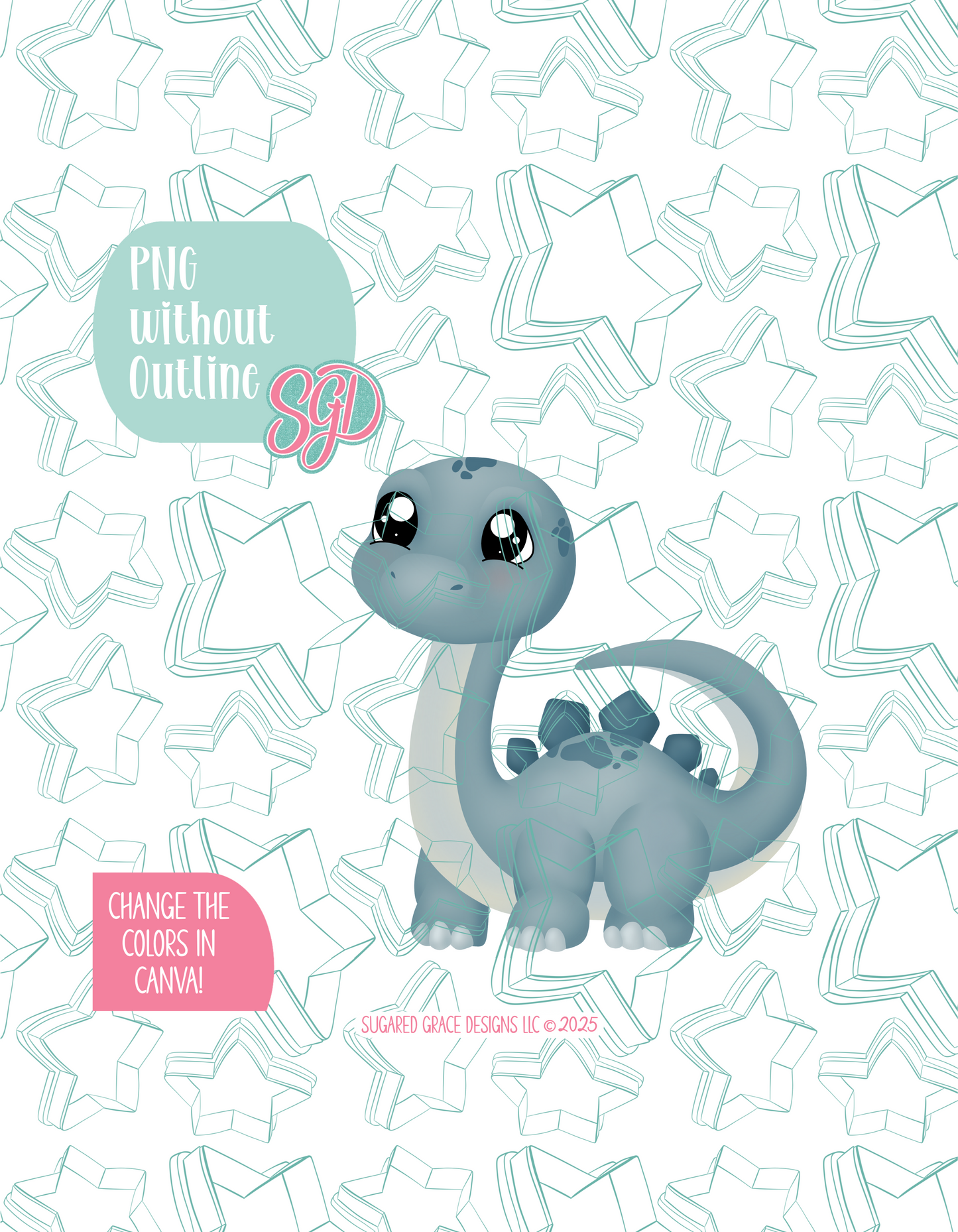 Brachiosaurus Dinosaur Cookie Cutter STL File with PNG Images to Match - For 3D Printing and Edible Ink Printers