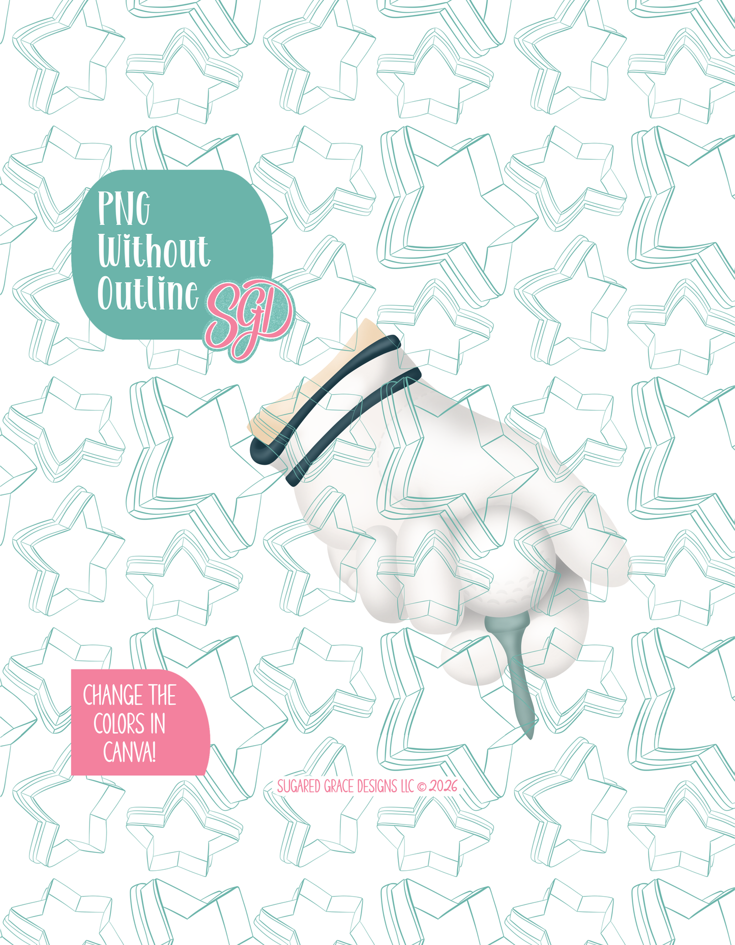 Golf Ball On Tee Cookie Cutter with matching PNG