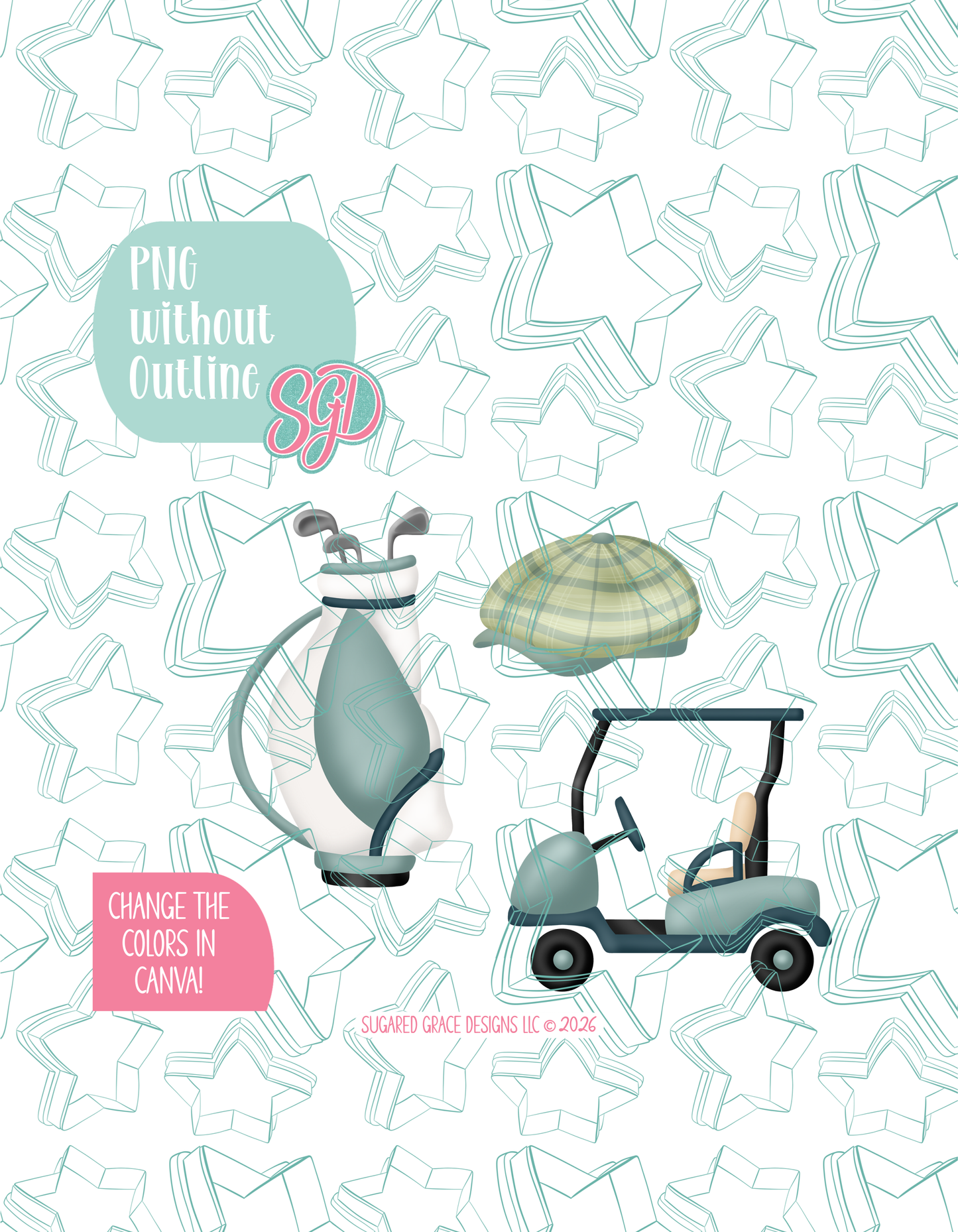 Father's Day Golf Cookie Cutter STL and PNG Set with 4 Designs (Digital Download)