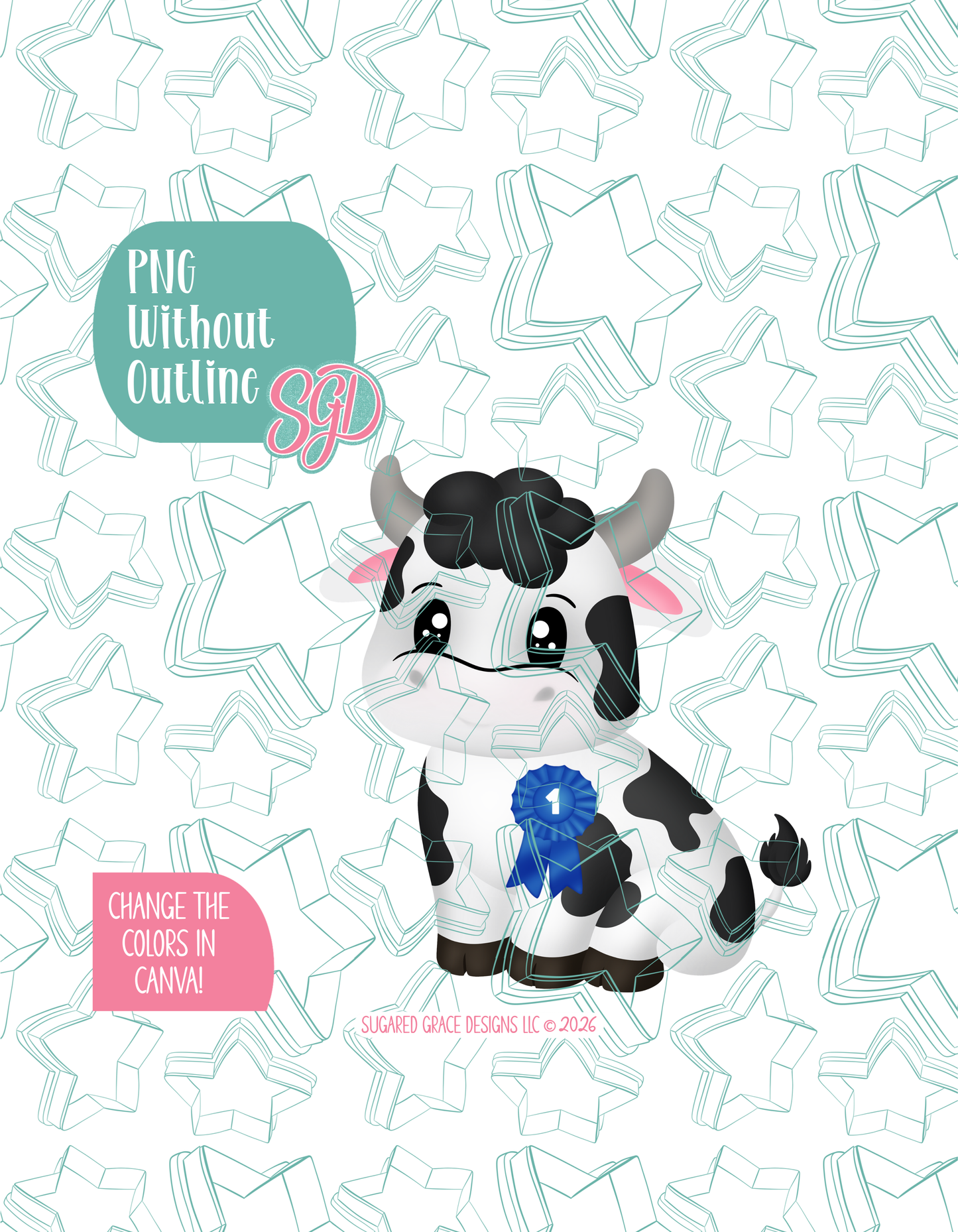 First Place Prized Cow Ticket Cookie Cutter with matching PNG