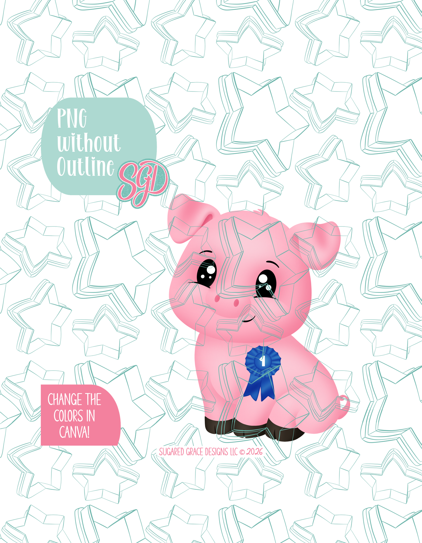 Prized Pig Cookie Cutter STL and PNG set