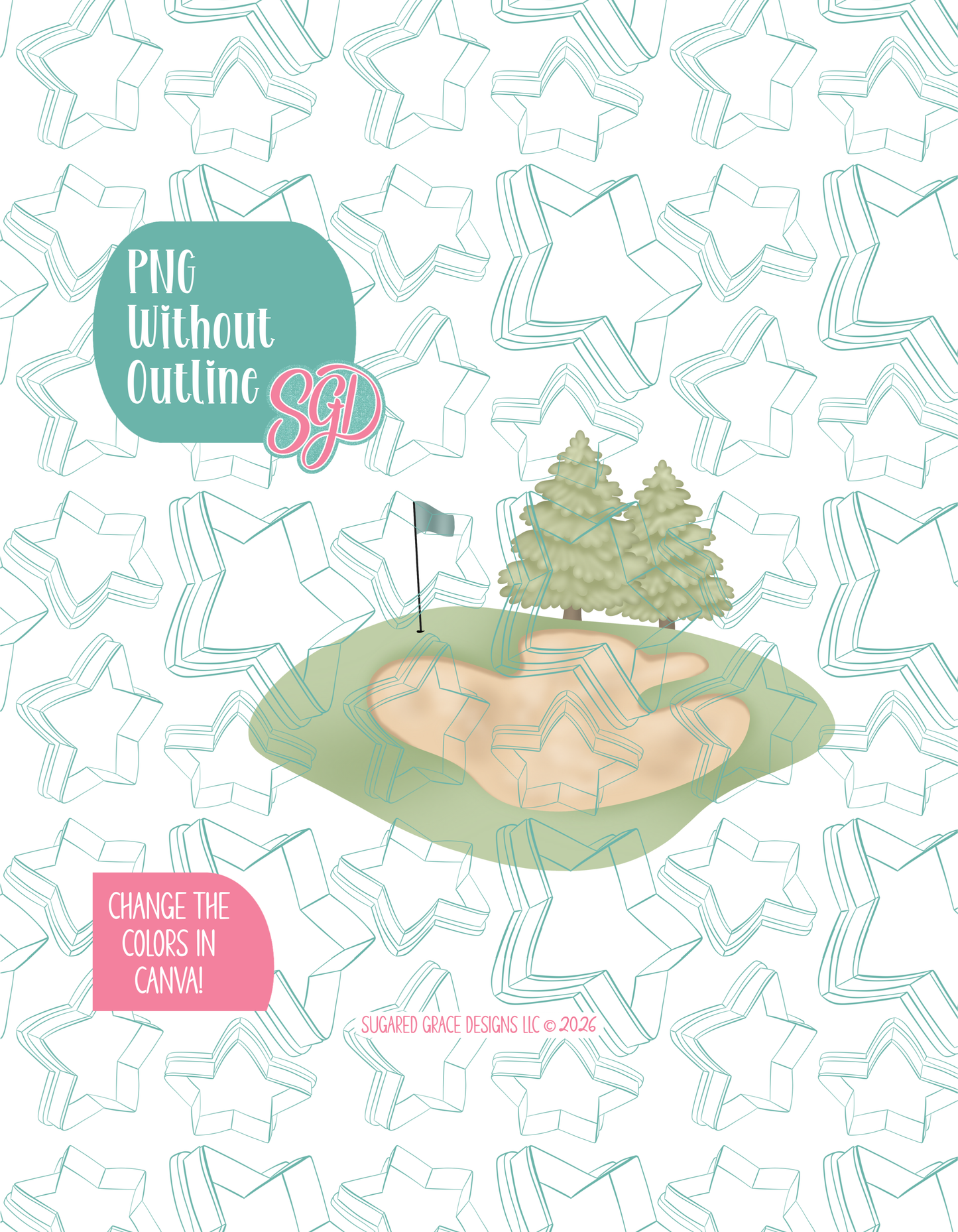 Golfing Green Cookie Cutter with matching PNG