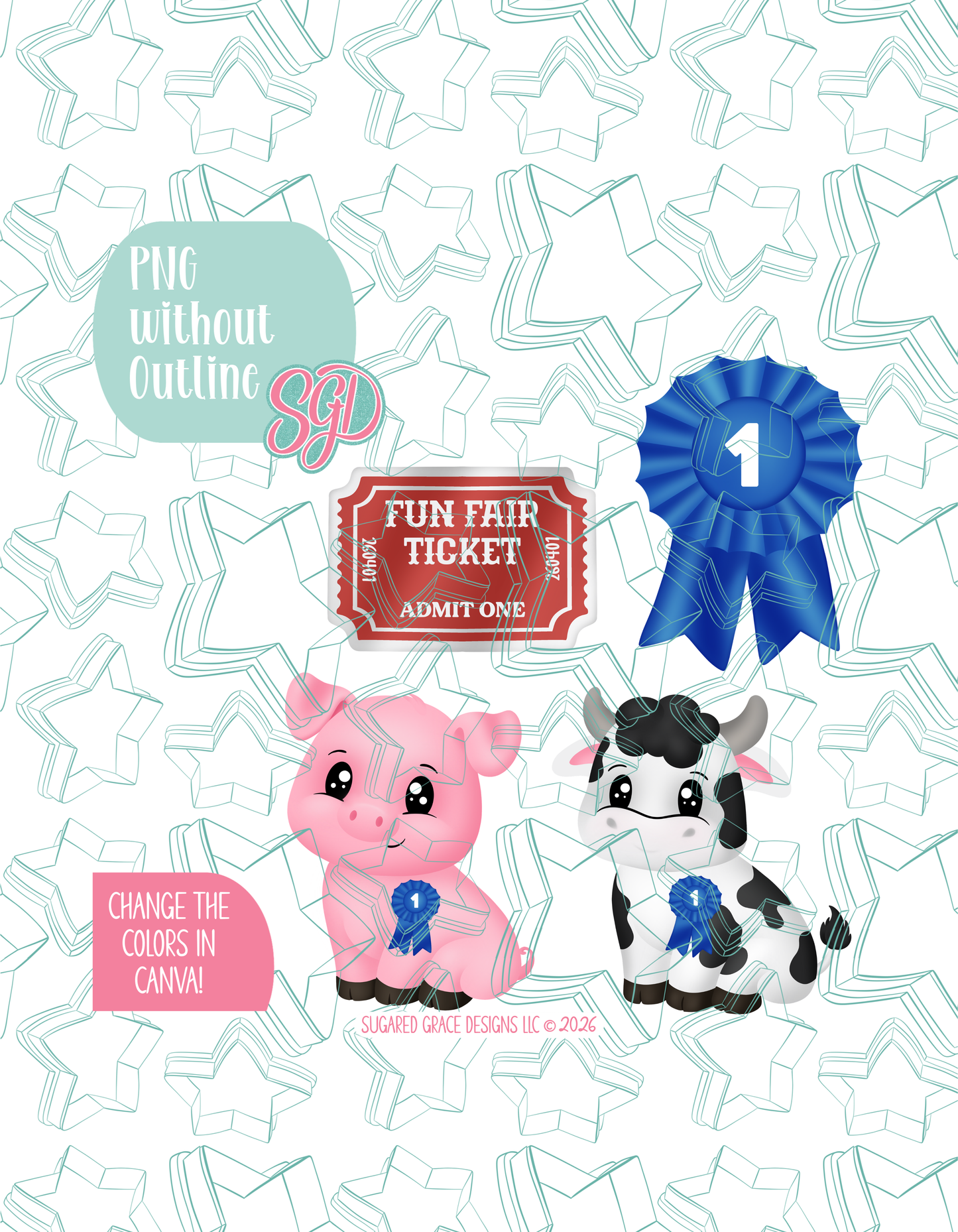 County Fair Cookie Cutter STL and PNG Set with 4 Designs (Digital Download)