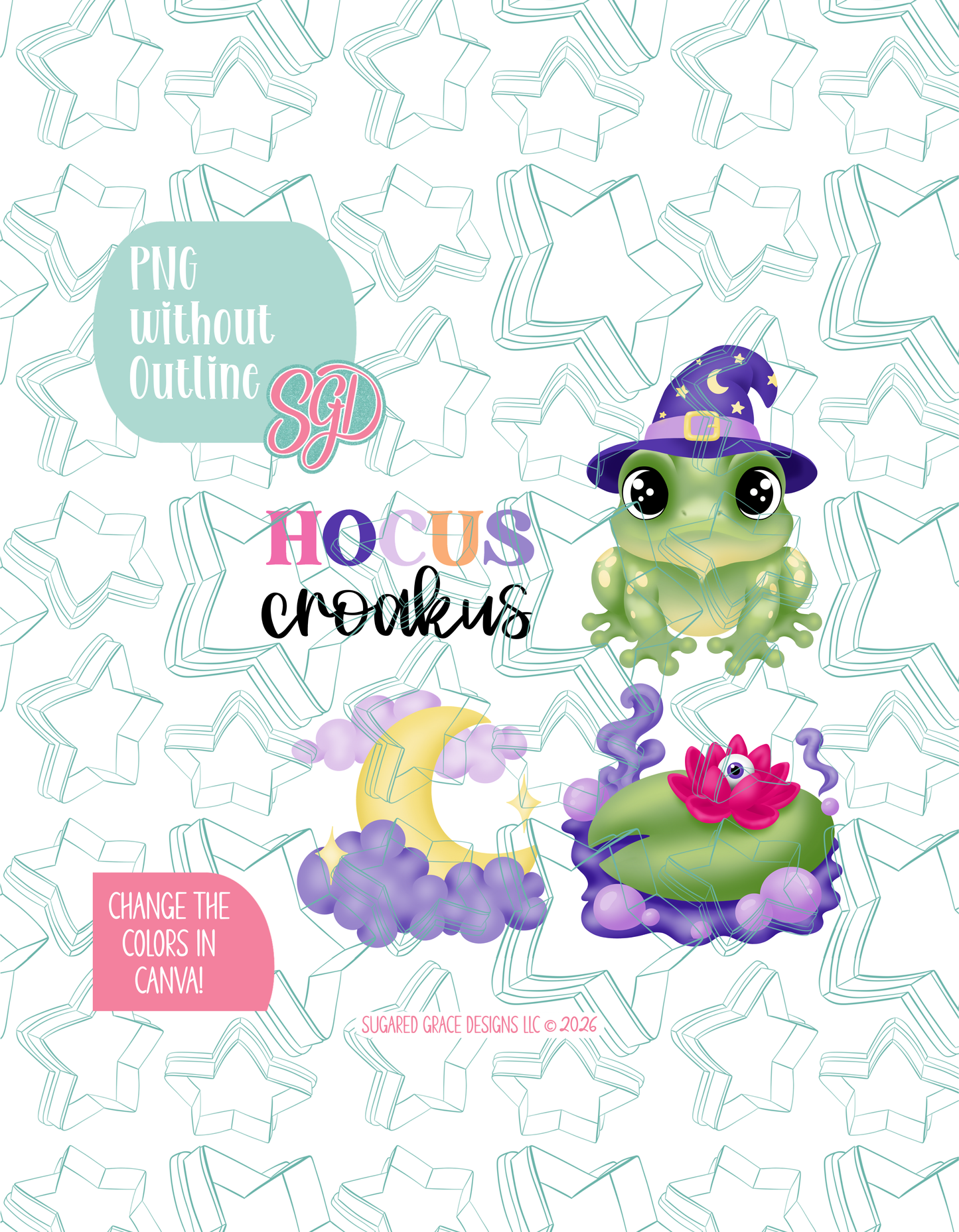 Hocus Croakus Halloween Frog Cookie Cutter STL and PNG Set with 4 Designs (Digital Download)