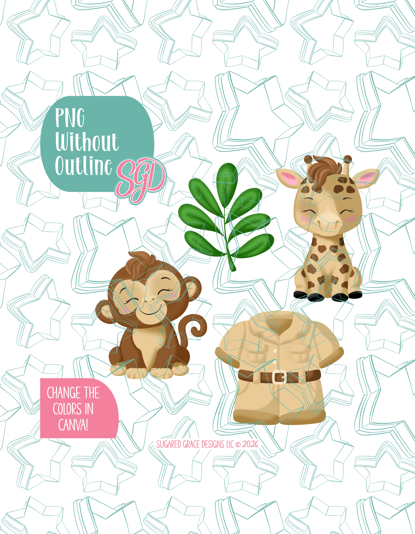 Zoo Cookie Cutter set with matching PNG - Set of 4 Designs