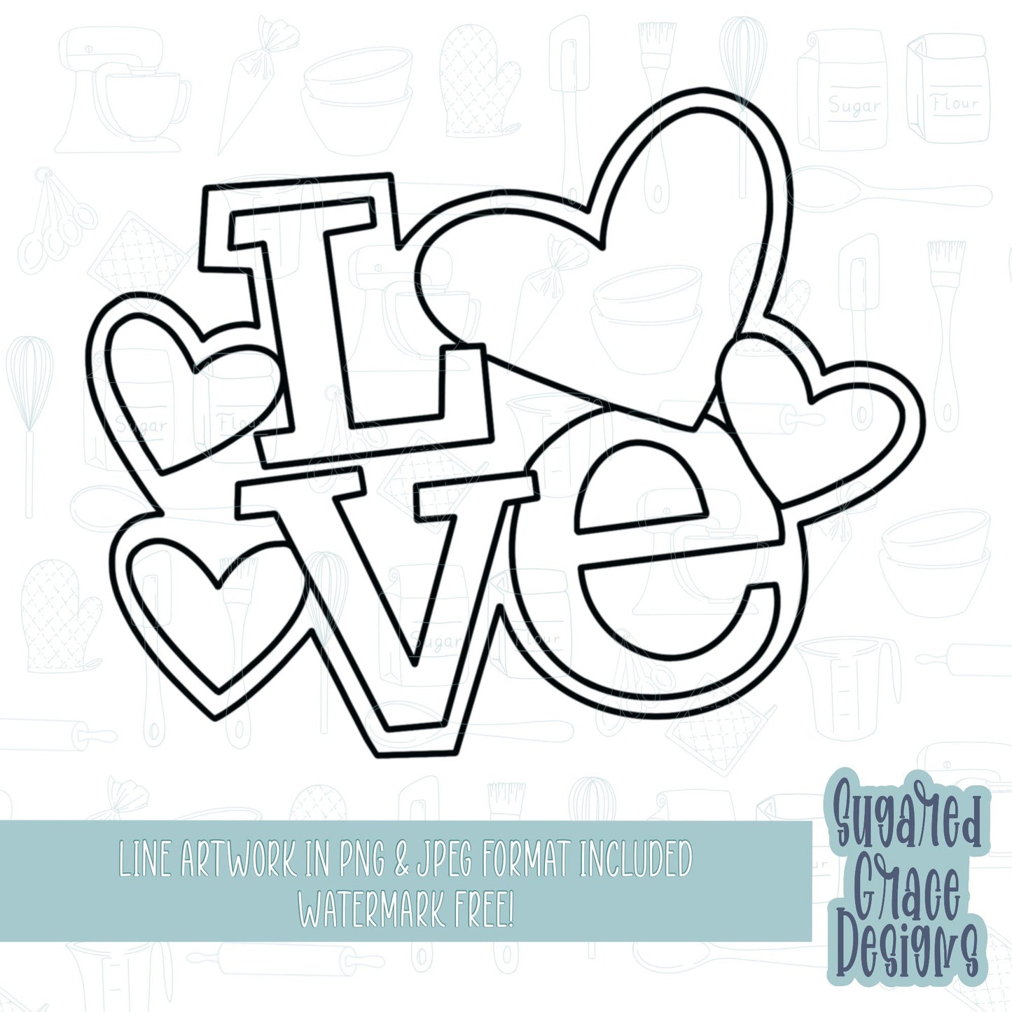 love Cookie cutter stl files for 3d printing, printable Valentine’s Day png images for Eddie edible printers