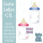 Baby bottle cookie cutter stl file for 3D printing, baby shower bottle png printable download for EDDIE edible printer