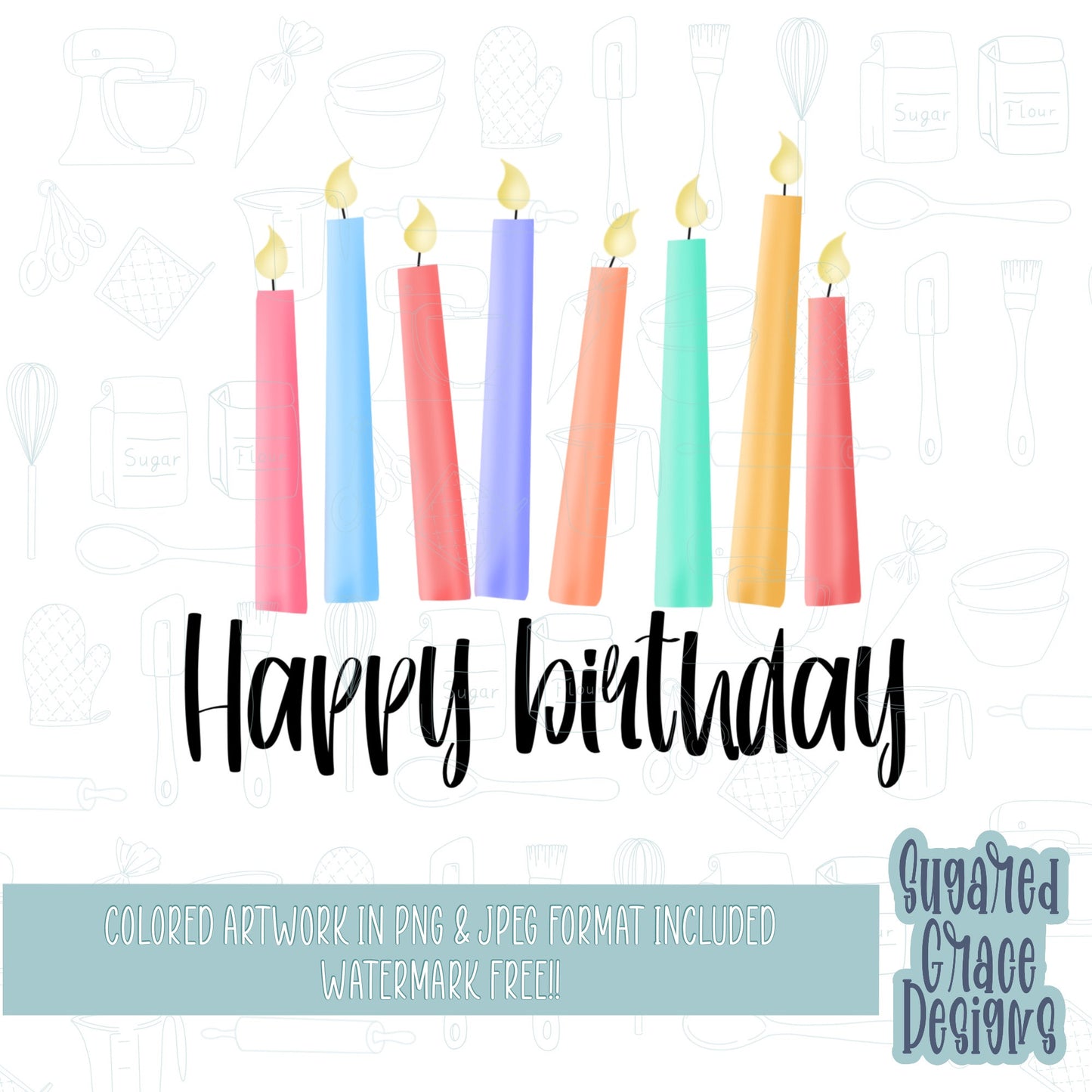 Happy birthday candles cookie cutter stl file for 3D printing with png printable instant download for Eddie the edible printer