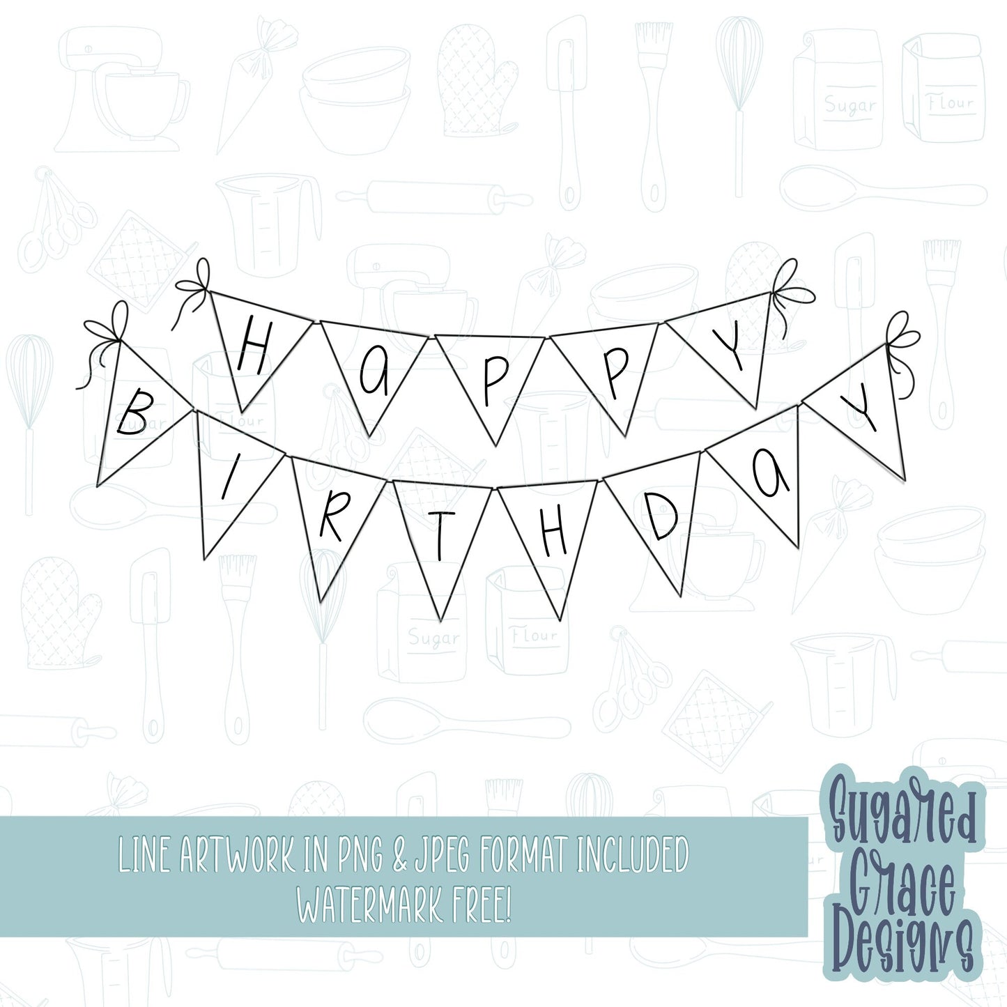 Happy birthday banner Cookie cutter stl files for 3d printing with matching printable png images for Eddie edible printers