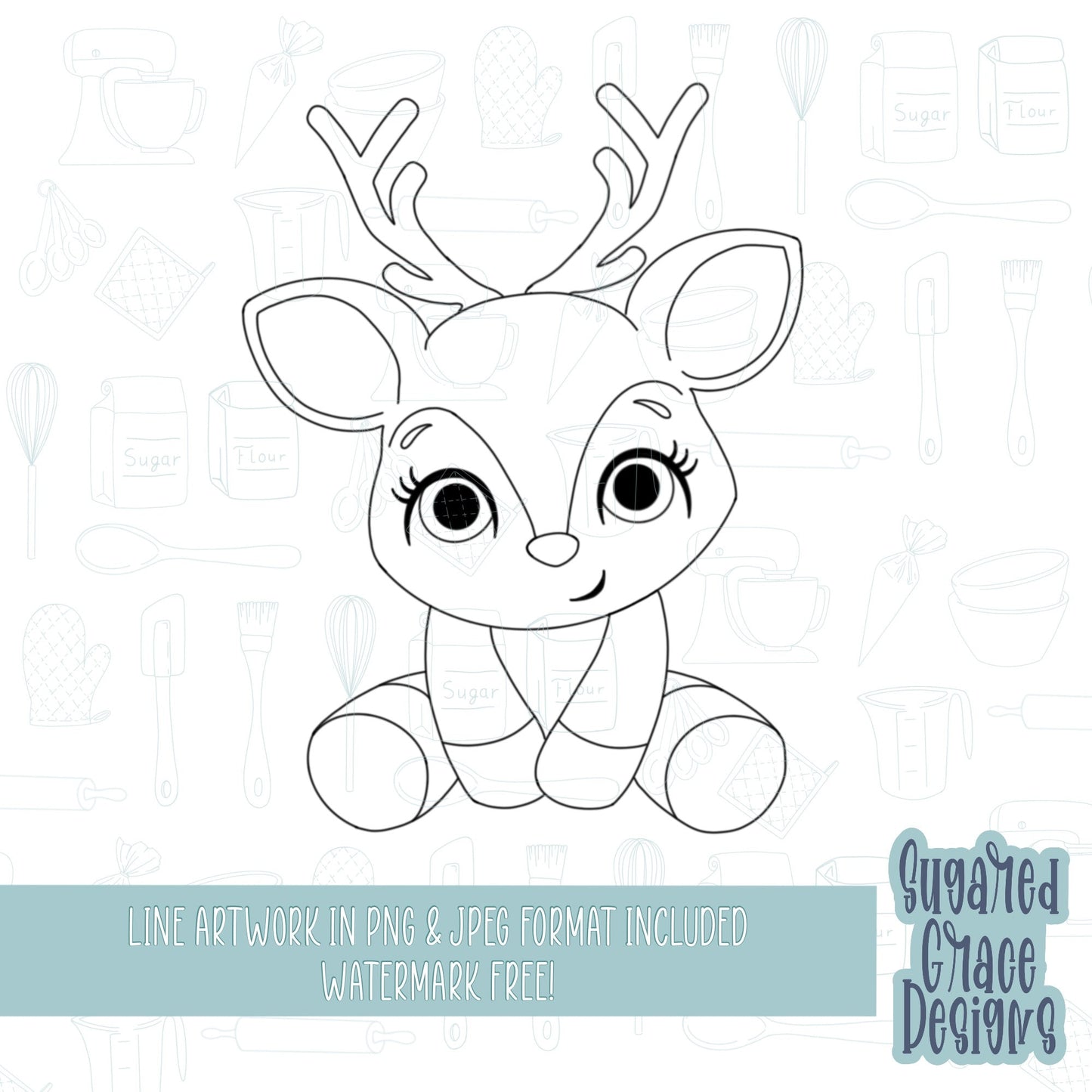 Woodland Deer or buck with antlers cookie cutter stl file for 3D printing with png printable instant download for Eddie the edible printer