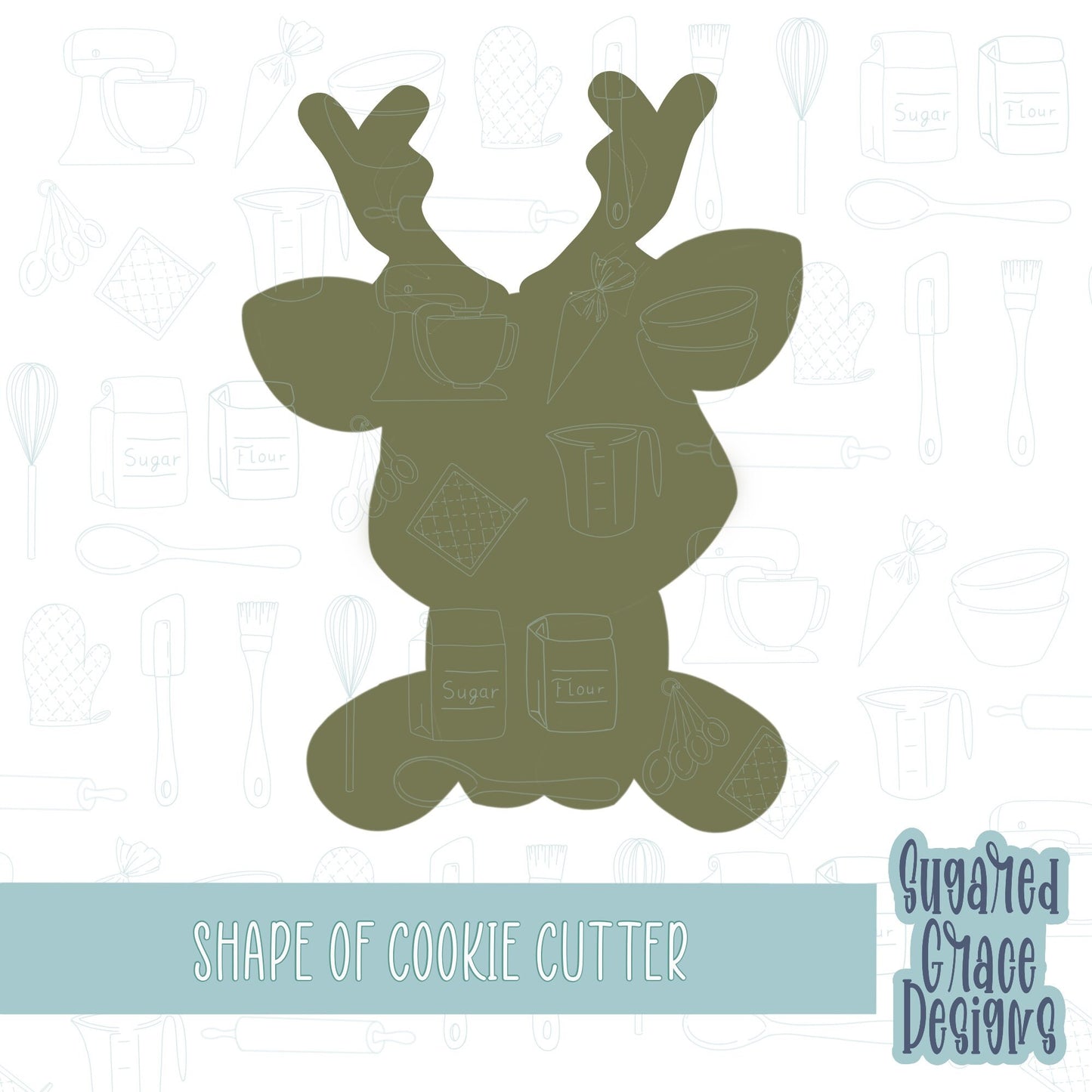 Woodland Deer or buck with antlers cookie cutter stl file for 3D printing with png printable instant download for Eddie the edible printer