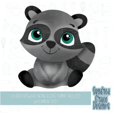 Woodland raccoon cookie cutter stl file for 3D printing with png printable instant download for Eddie the edible printer