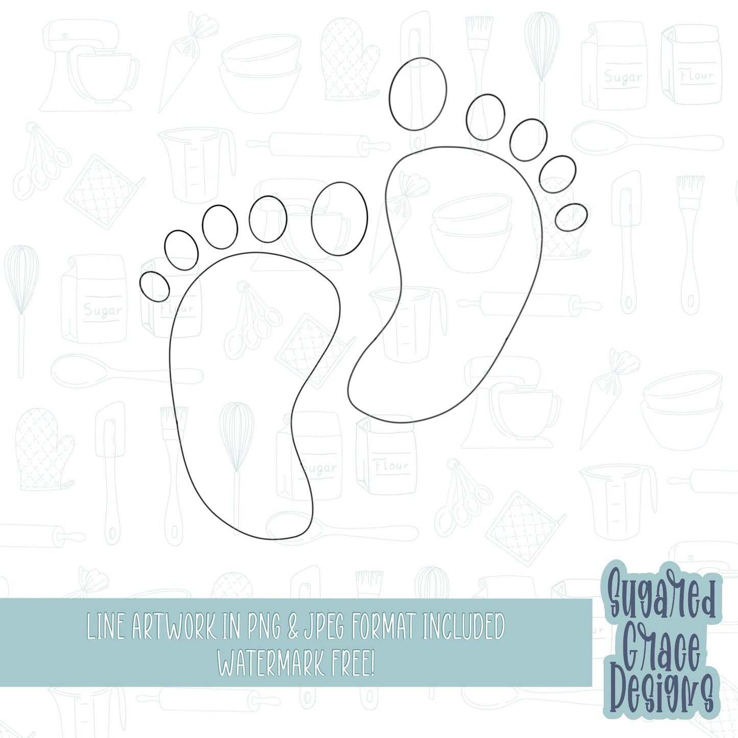 Baby feet cookie cutter stl file for 3D printing and 3D printer. Baby shower feet png printable download for EDDIE edible printer
