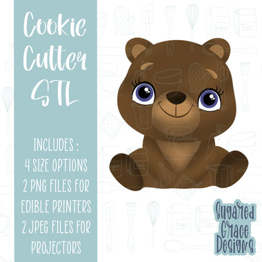 Brown teddy bear cookie cutter stl file for 3D printing with png printable instant download for Eddie the edible printer