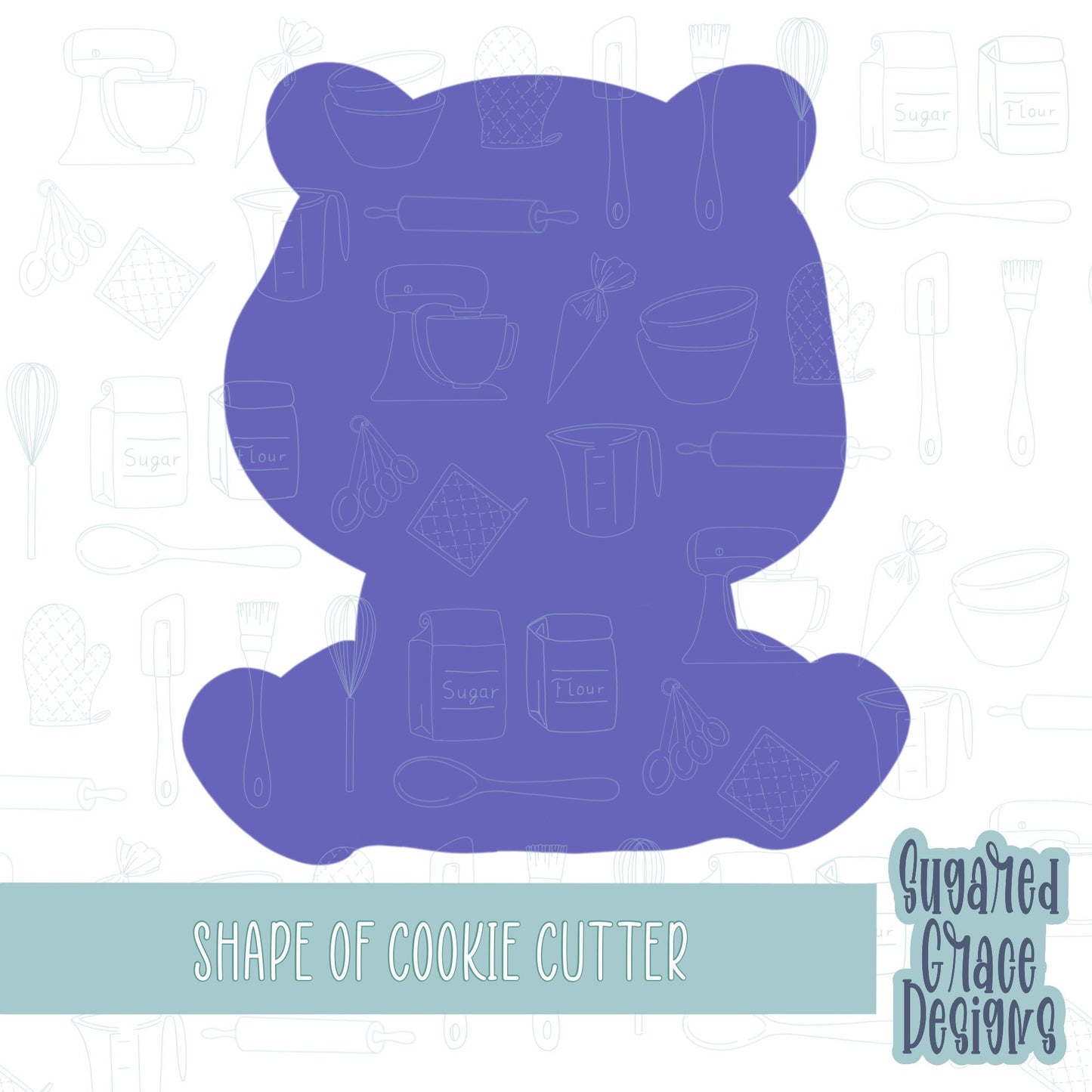 Brown teddy bear cookie cutter stl file for 3D printing with png printable instant download for Eddie the edible printer