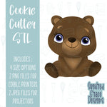 Brown teddy bear cookie cutter stl file for 3D printing with png printable instant download for Eddie the edible printer