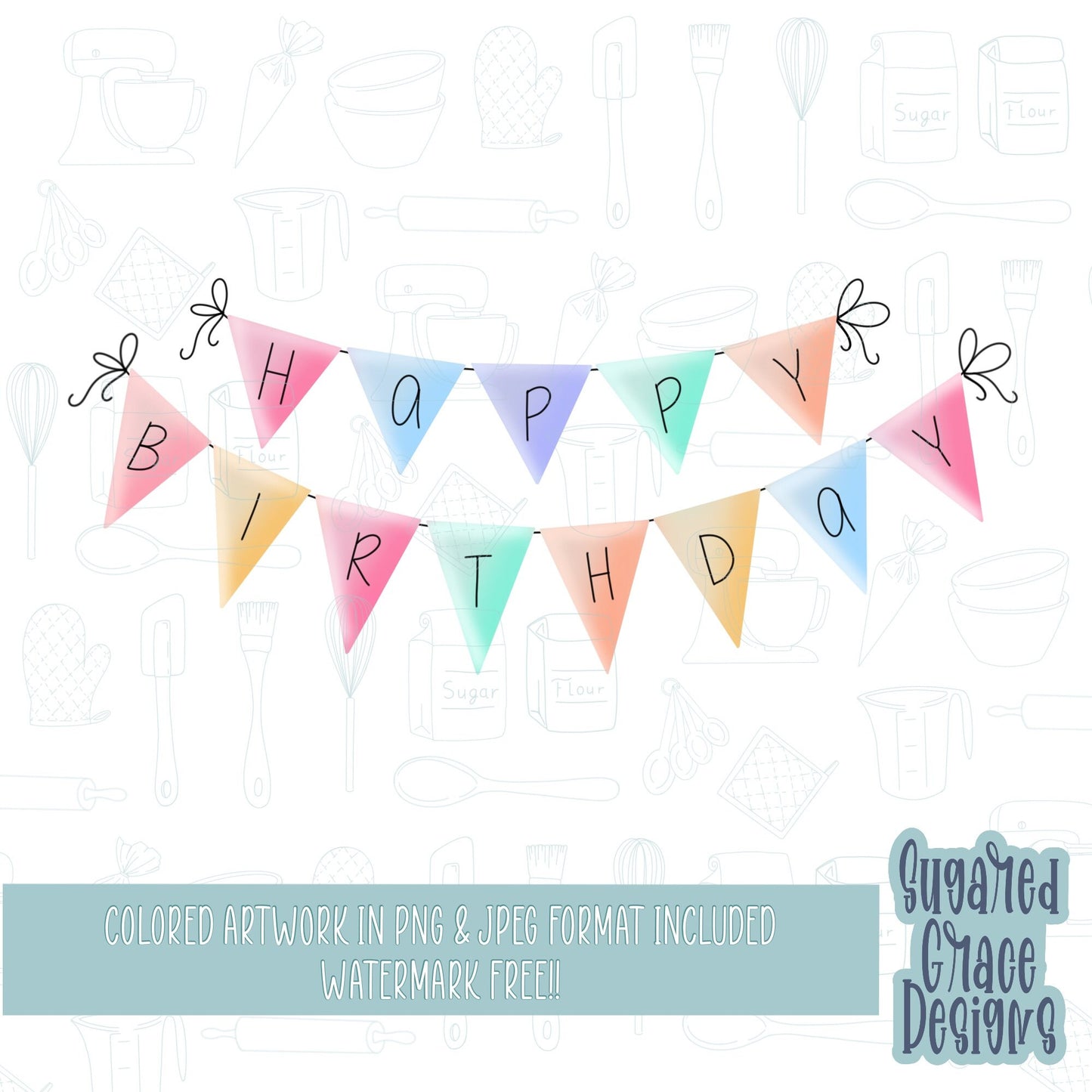 Happy birthday banner Cookie cutter stl files for 3d printing with matching printable png images for Eddie edible printers