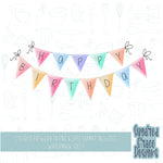 Happy birthday banner Cookie cutter stl files for 3d printing with matching printable png images for Eddie edible printers