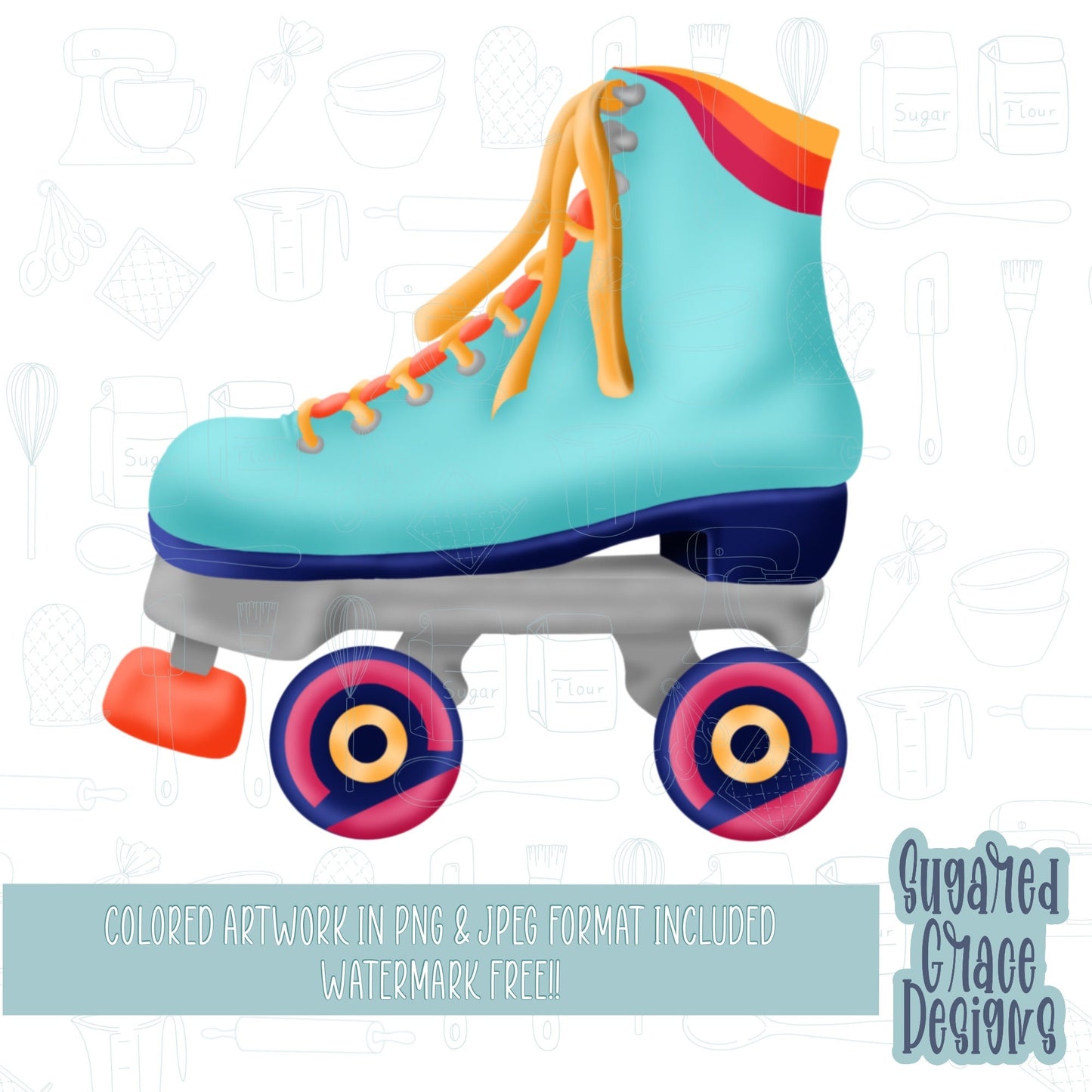 Groovy Roller skate Cookie cutter stl files for 3d printing with matching printable png images for Eddie edible printers