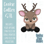 Woodland Deer or buck with antlers cookie cutter stl file for 3D printing with png printable instant download for Eddie the edible printer