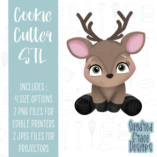 Woodland Deer or buck with antlers cookie cutter stl file for 3D printing with png printable instant download for Eddie the edible printer