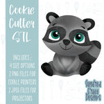 Woodland raccoon cookie cutter stl file for 3D printing with png printable instant download for Eddie the edible printer