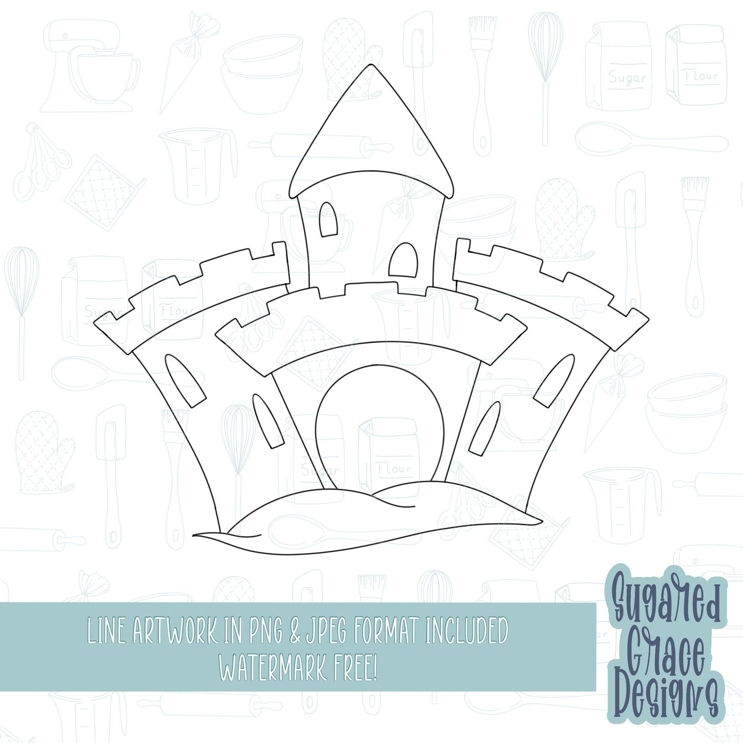 Summer sand castle Cookie cutter STL file for 3D printing with png printable instant download for EDDIE edible ink printer