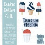 4th of July Ice cream Cookie cutter stl files for 3d printing with matching printable png images for Eddie edible printers