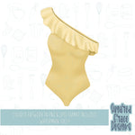 Yellow ruffled swimsuit cookie cutter STL file for 3D printing and PNG printable instant download for EDDIE edible ink printer