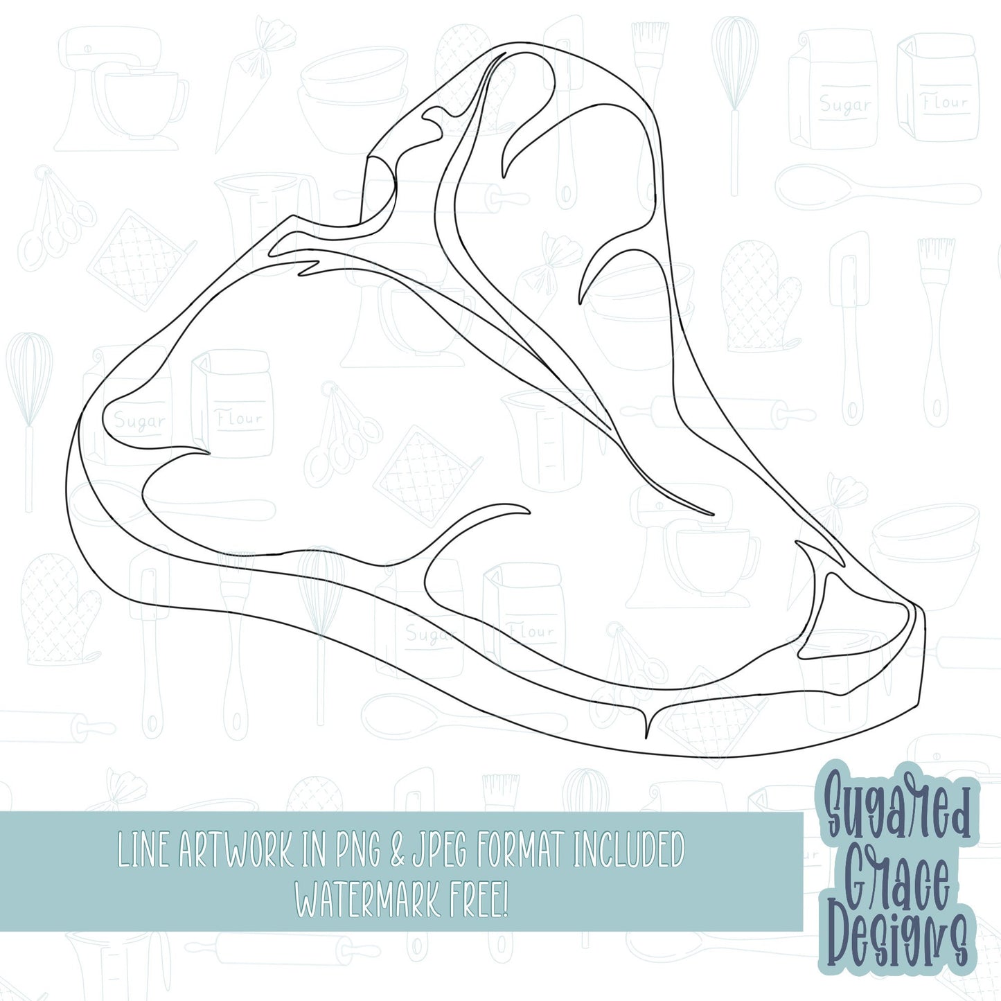 T bone steak Cookie cutter STL file for 3D printing with png printable instant download for EDDIE edible ink printer for fathers day